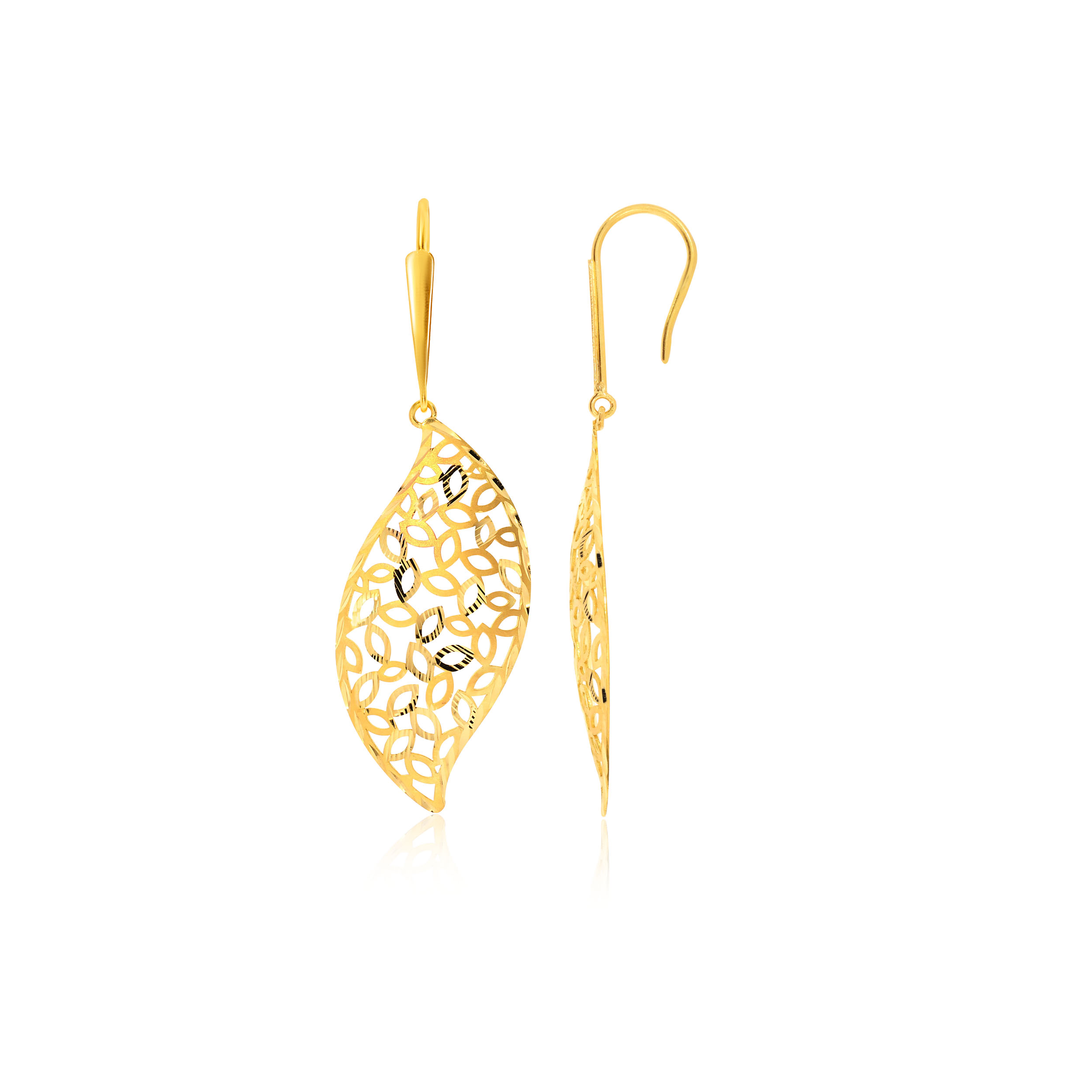 Nature Essence Gold Hook Earrings - Senco Gold and Diamonds