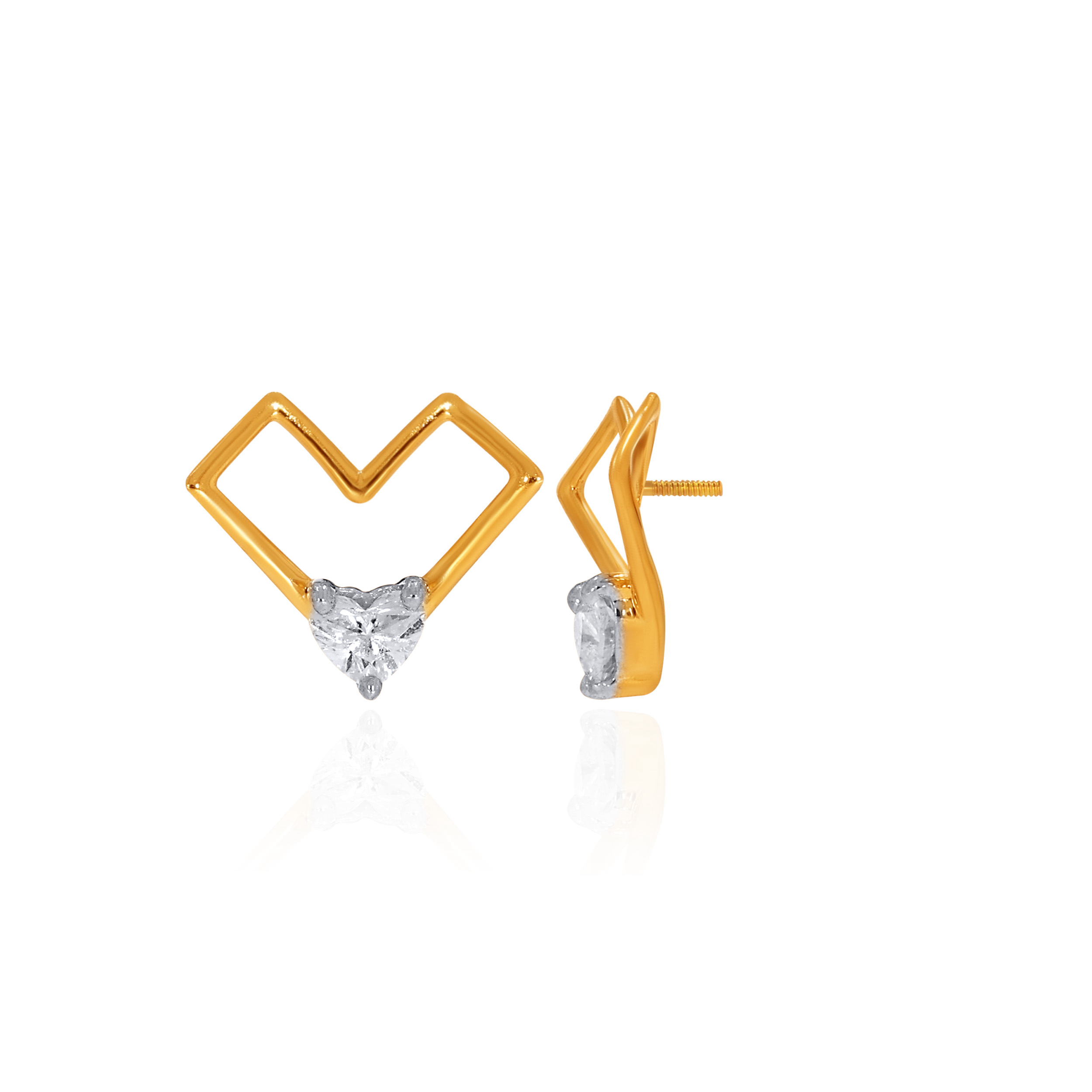 Gilded Heartbeat Diamond Studs - Senco Gold and Diamonds