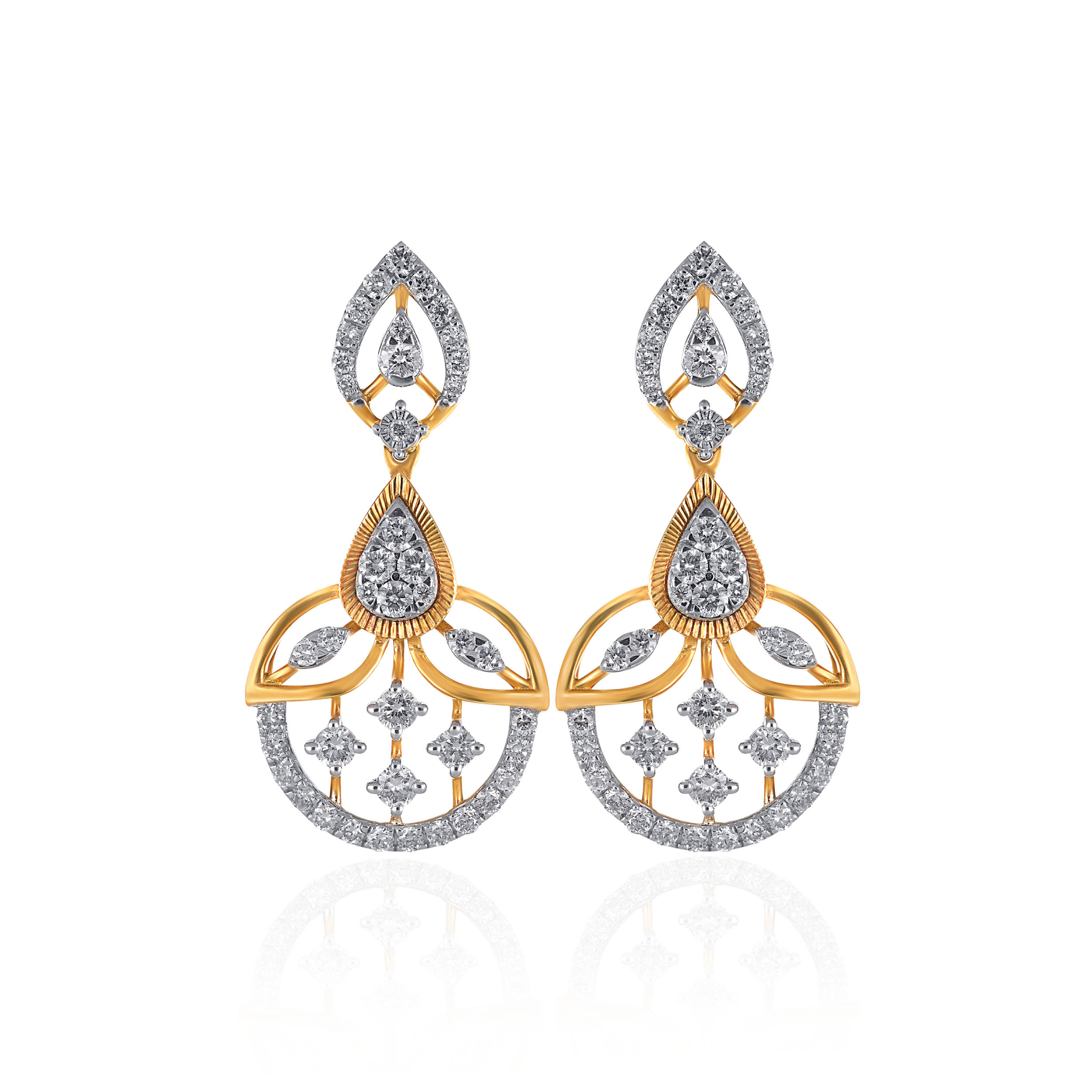 Leafy Elegance Diamond Drop Earrings - Senco Gold and Diamonds