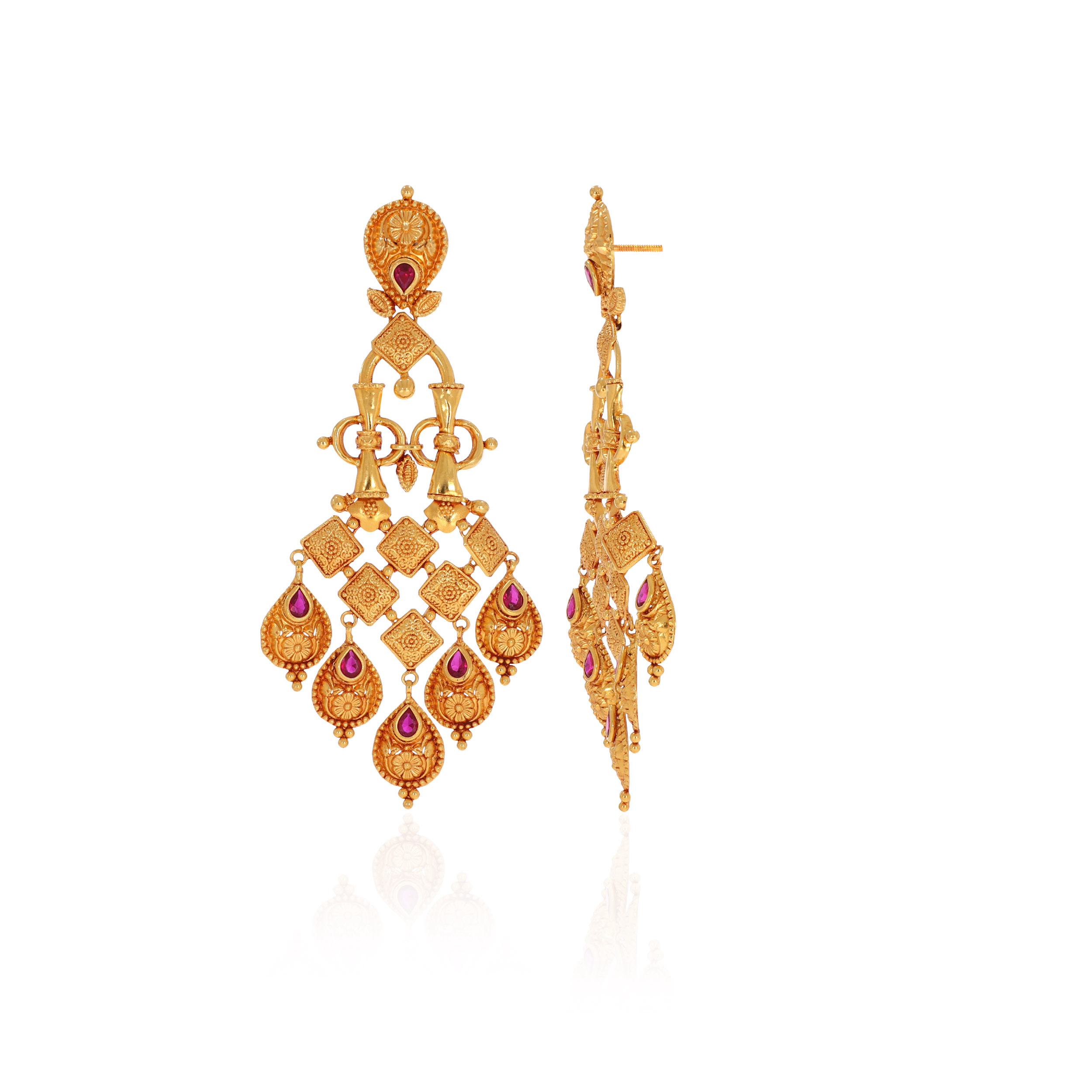 22K Yellow Gold Drop Earrings-GPGN-SAD0005333 - Senco Gold and Diamonds