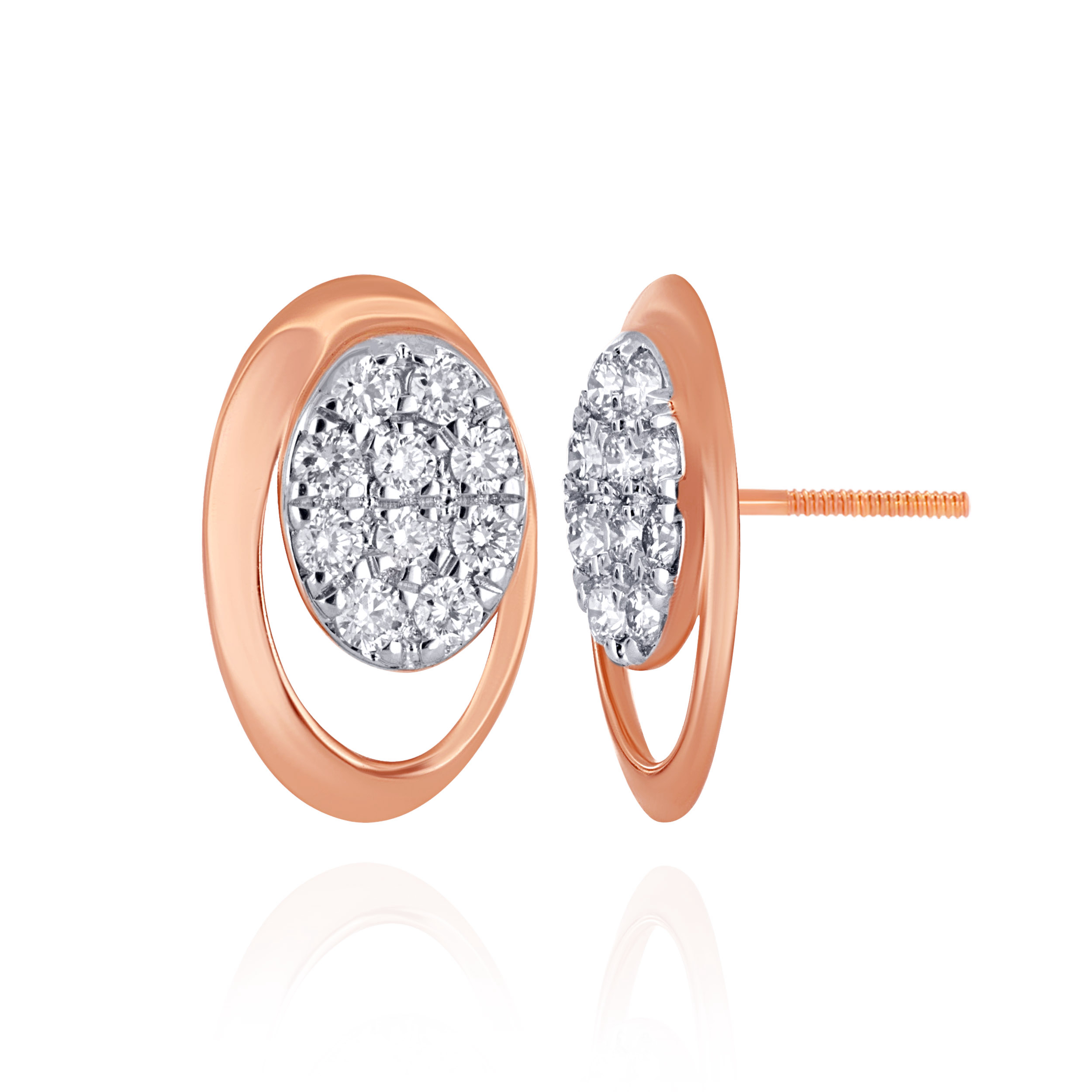 Gleaming Oval Diamond Studs - Senco Gold and Diamonds