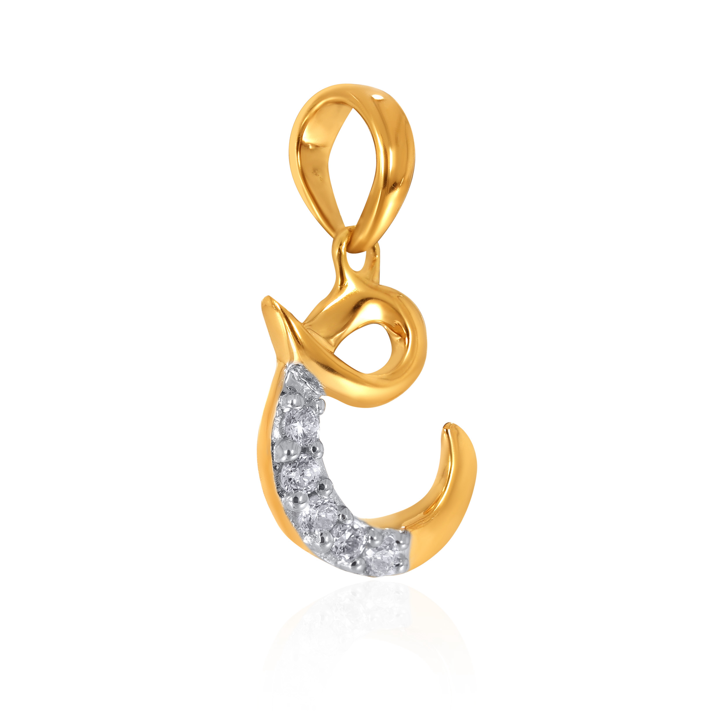 18K Yellow Gold C Alphabet Diamond Pendant-DPN-D000748630 - Senco Gold and Diamonds