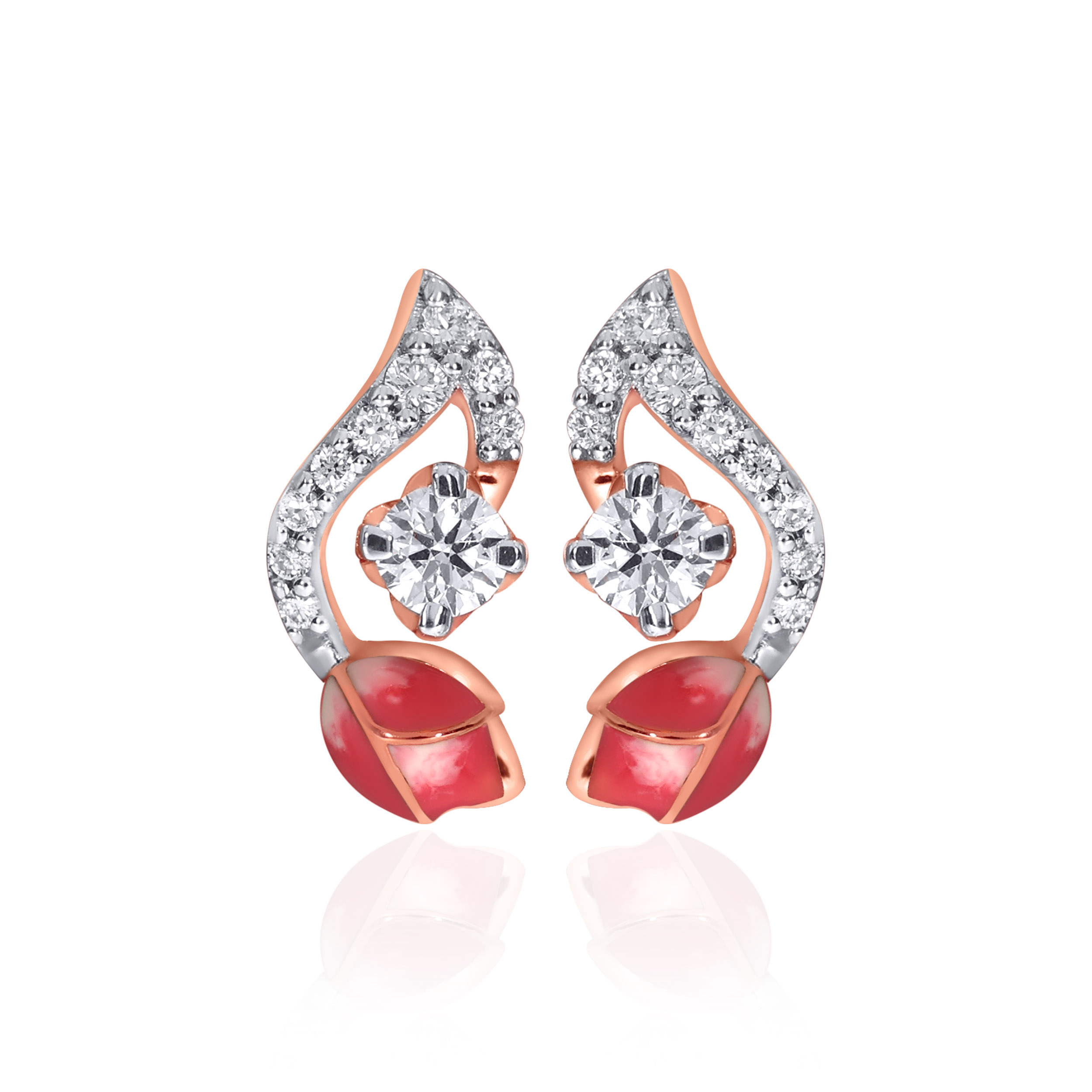 18K Rose Gold Diamond Studs Earrings-DT-D000754612 - Senco Gold and Diamonds