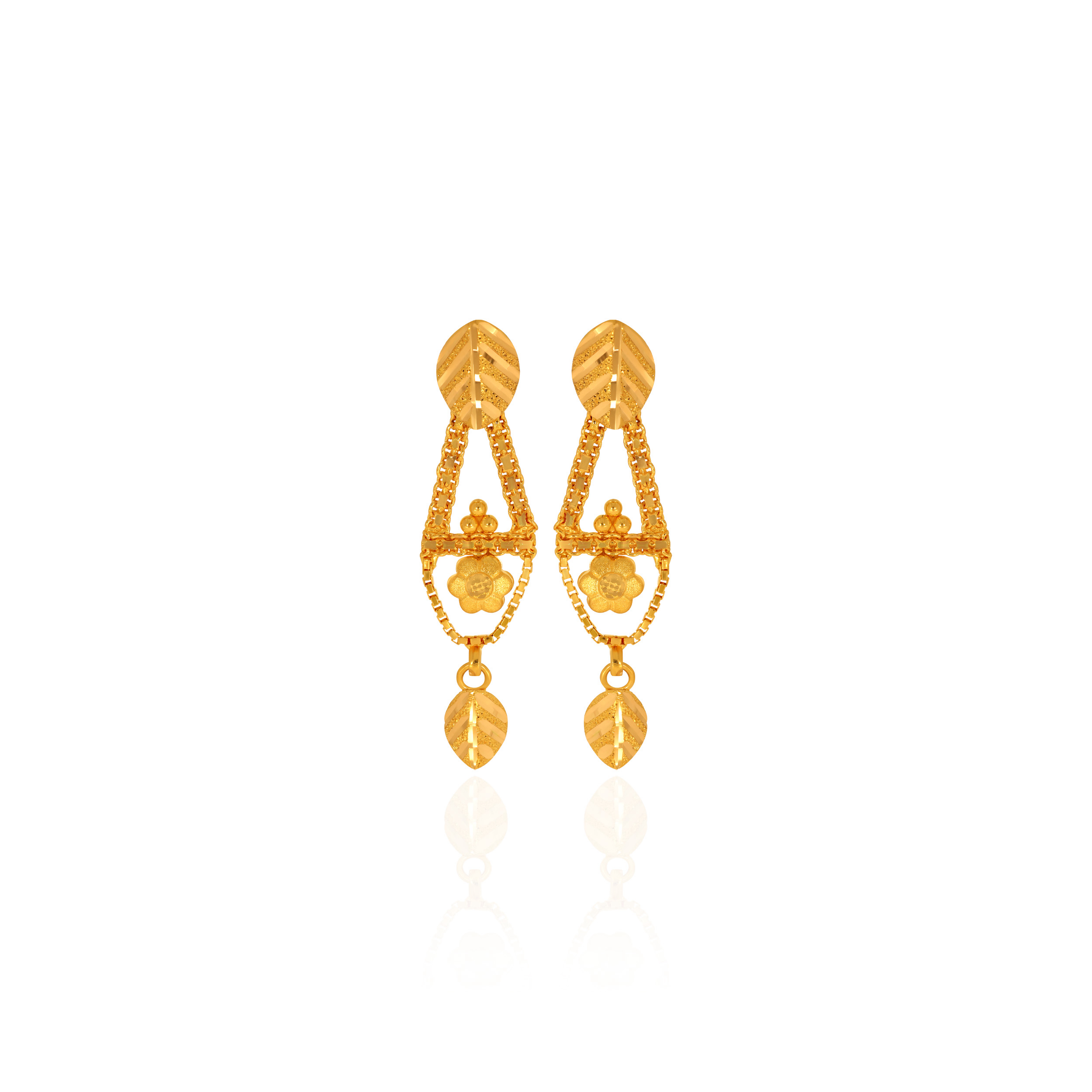 Luminous Leaf Gold Earrings - Senco Gold and Diamonds