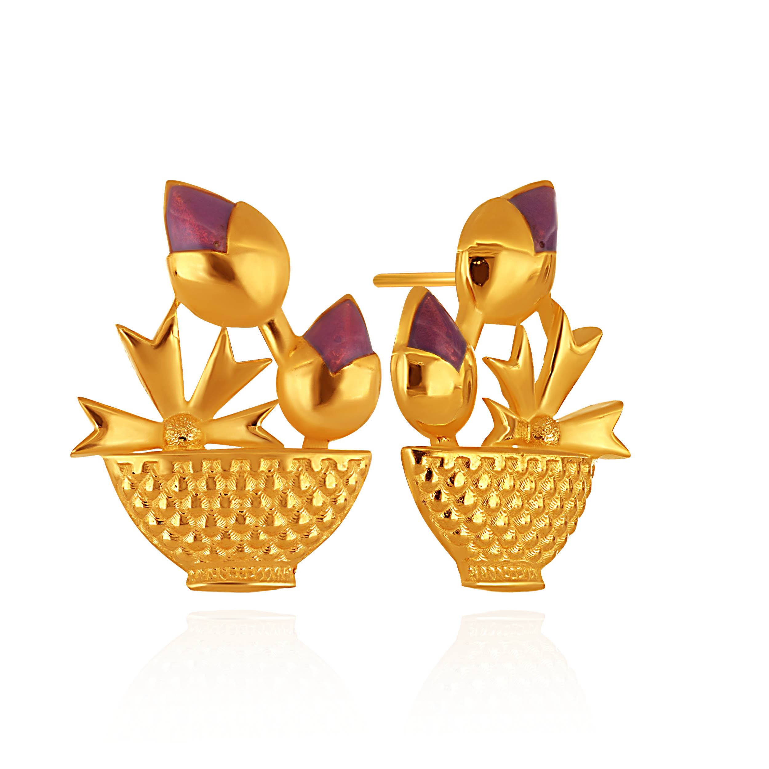 Dusky Petal Gold Studs - Senco Gold and Diamonds