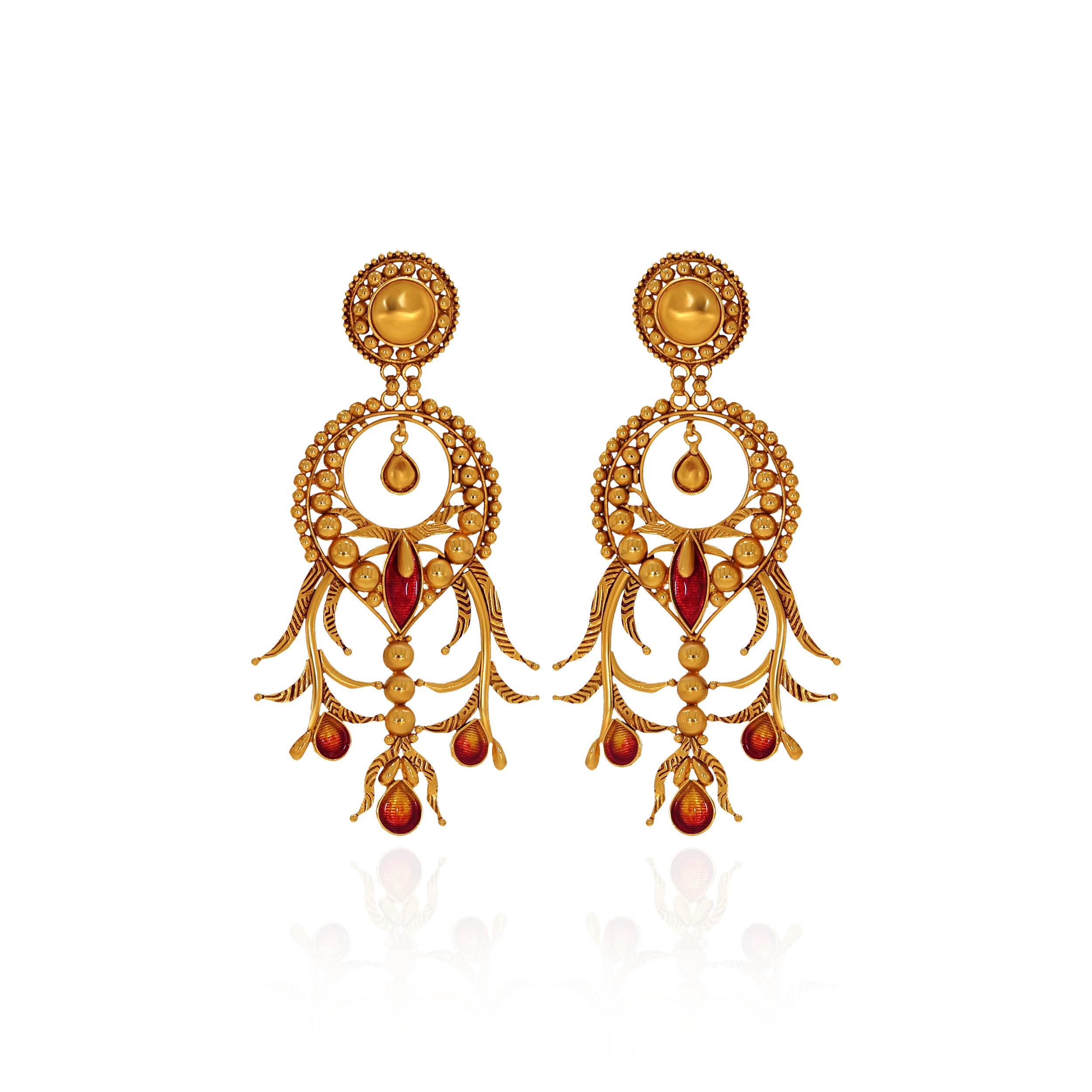 Scarlet Dew Chandbali Gold Earrings - Senco Gold and Diamonds