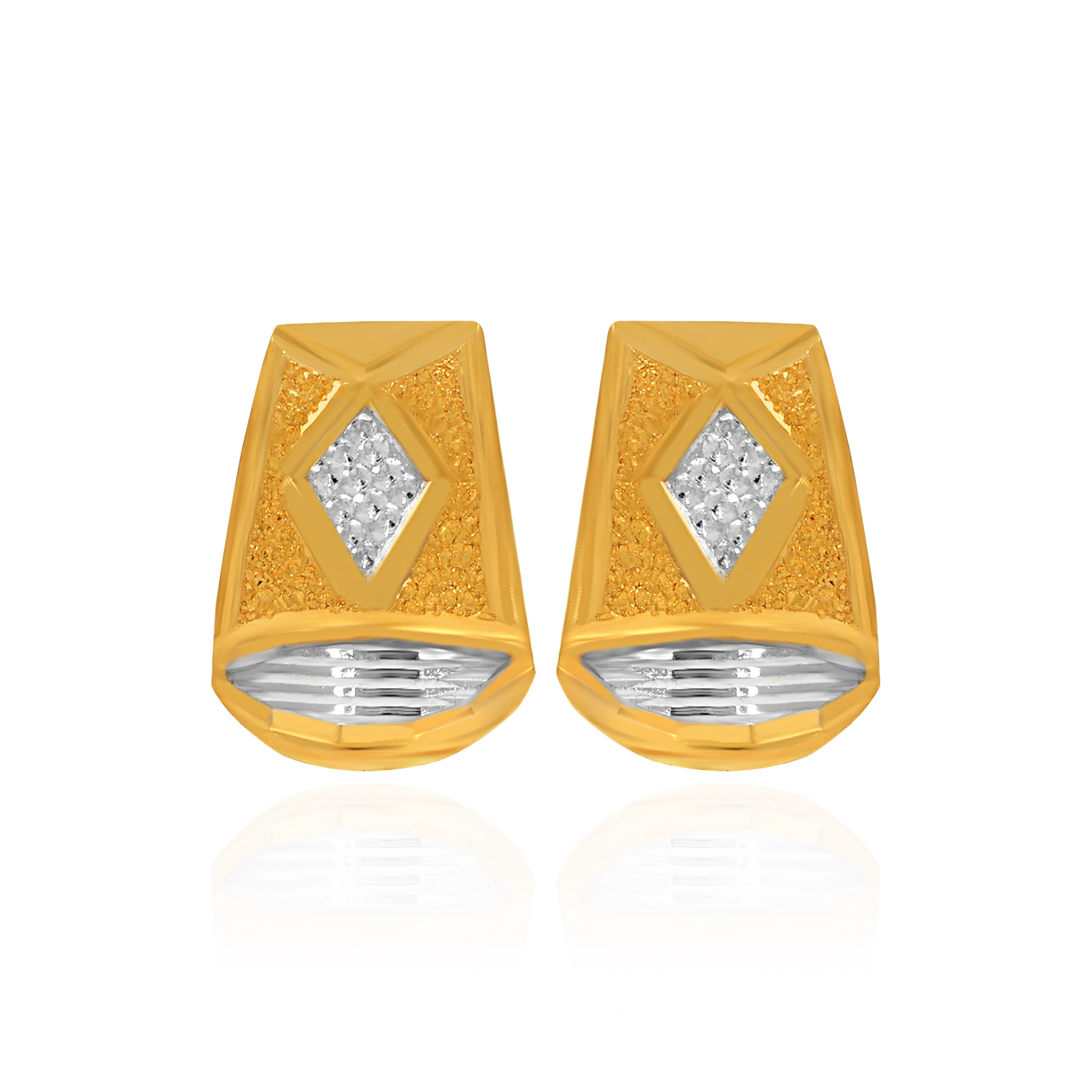 Contrasting Rhodium Polished Gold Studs - Senco Gold and Diamonds