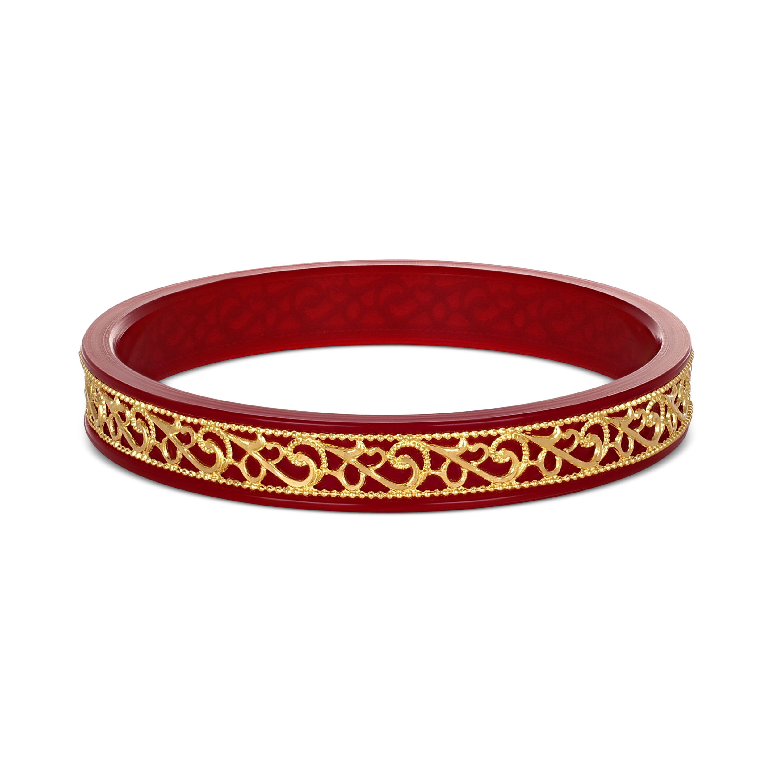 Ornate Vermillion Gold Pola Bangle - Senco Gold and Diamonds