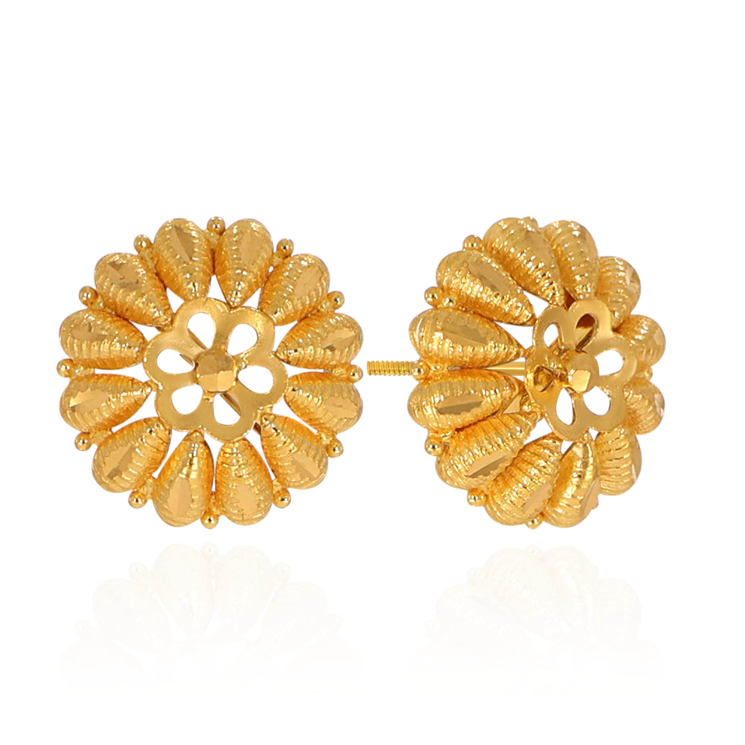 Sunburst Bloom Gold Studs - Senco Gold and Diamonds