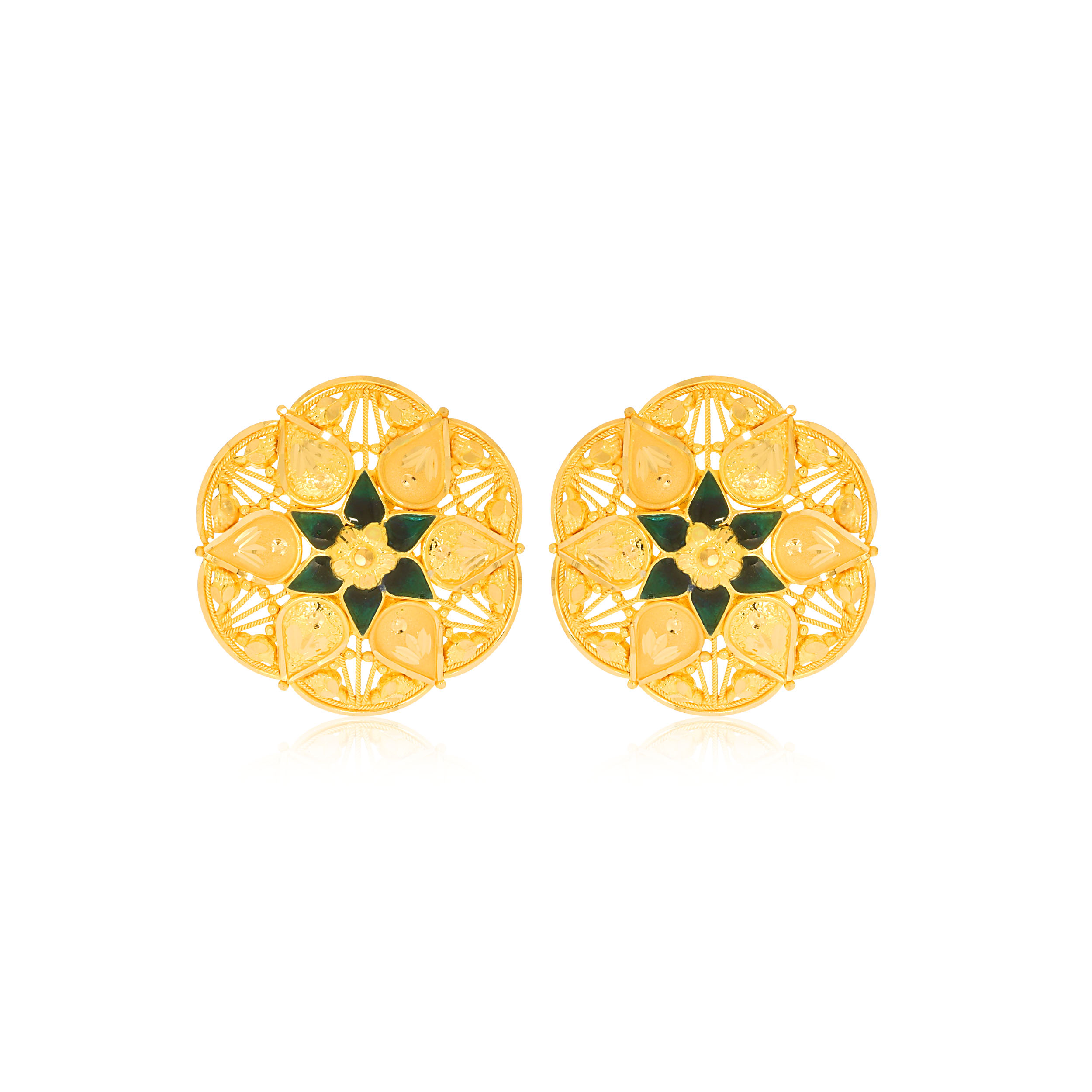 Essence of Heritage Gold Studs - Senco Gold and Diamonds