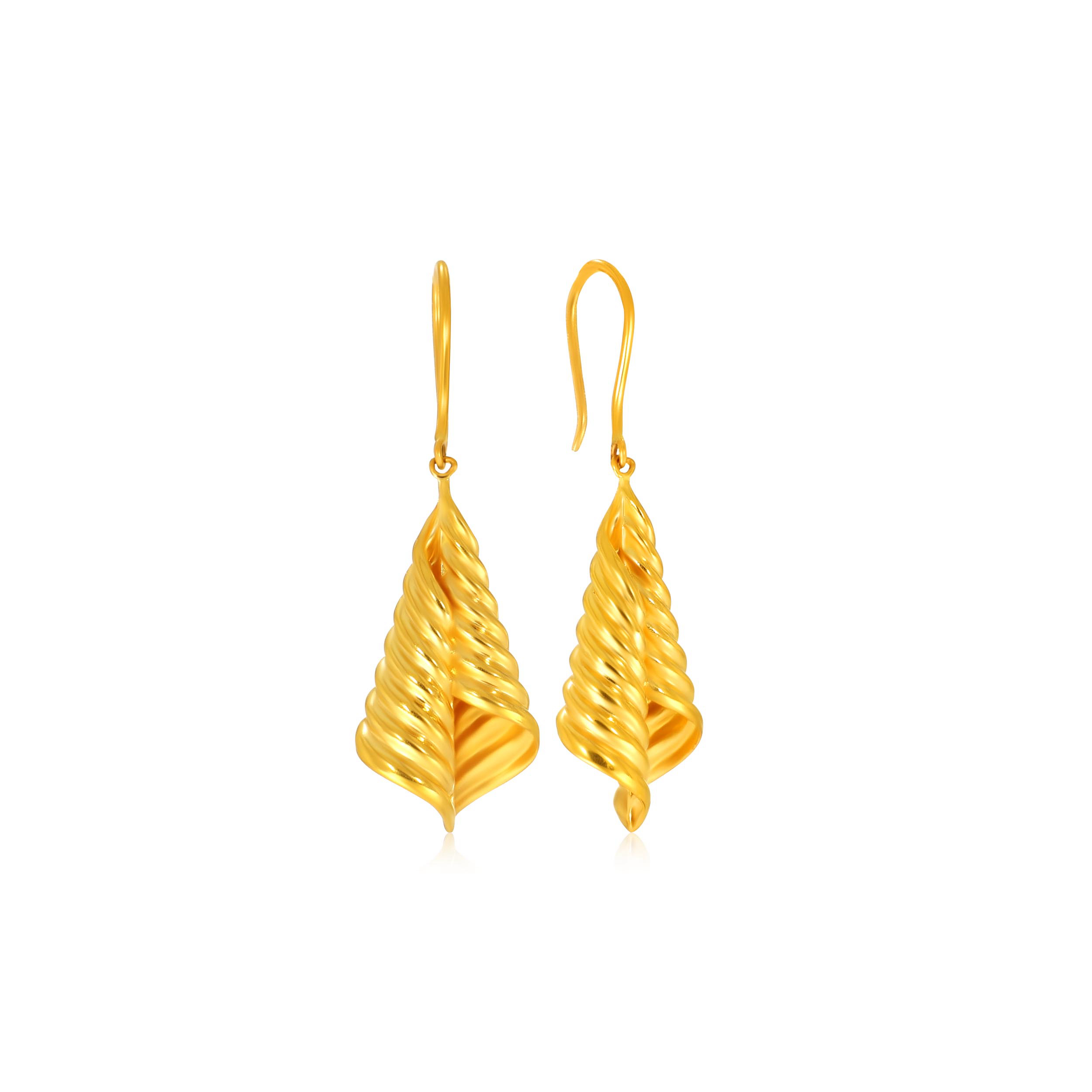 Chic Swirl Gold Hook Earrings - Senco Gold and Diamonds