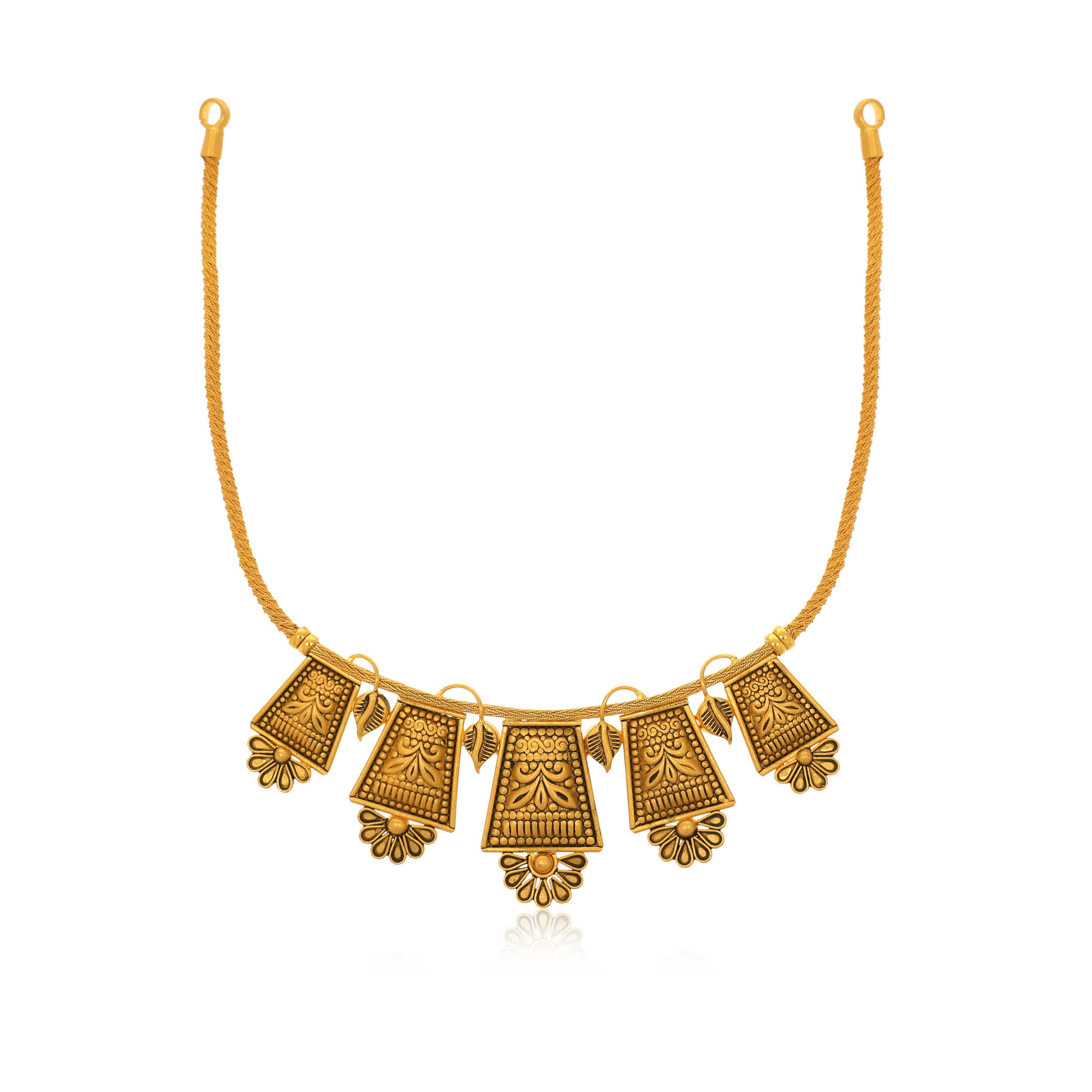 Floral Lamp Antique Gold Necklace - Senco Gold and Diamonds