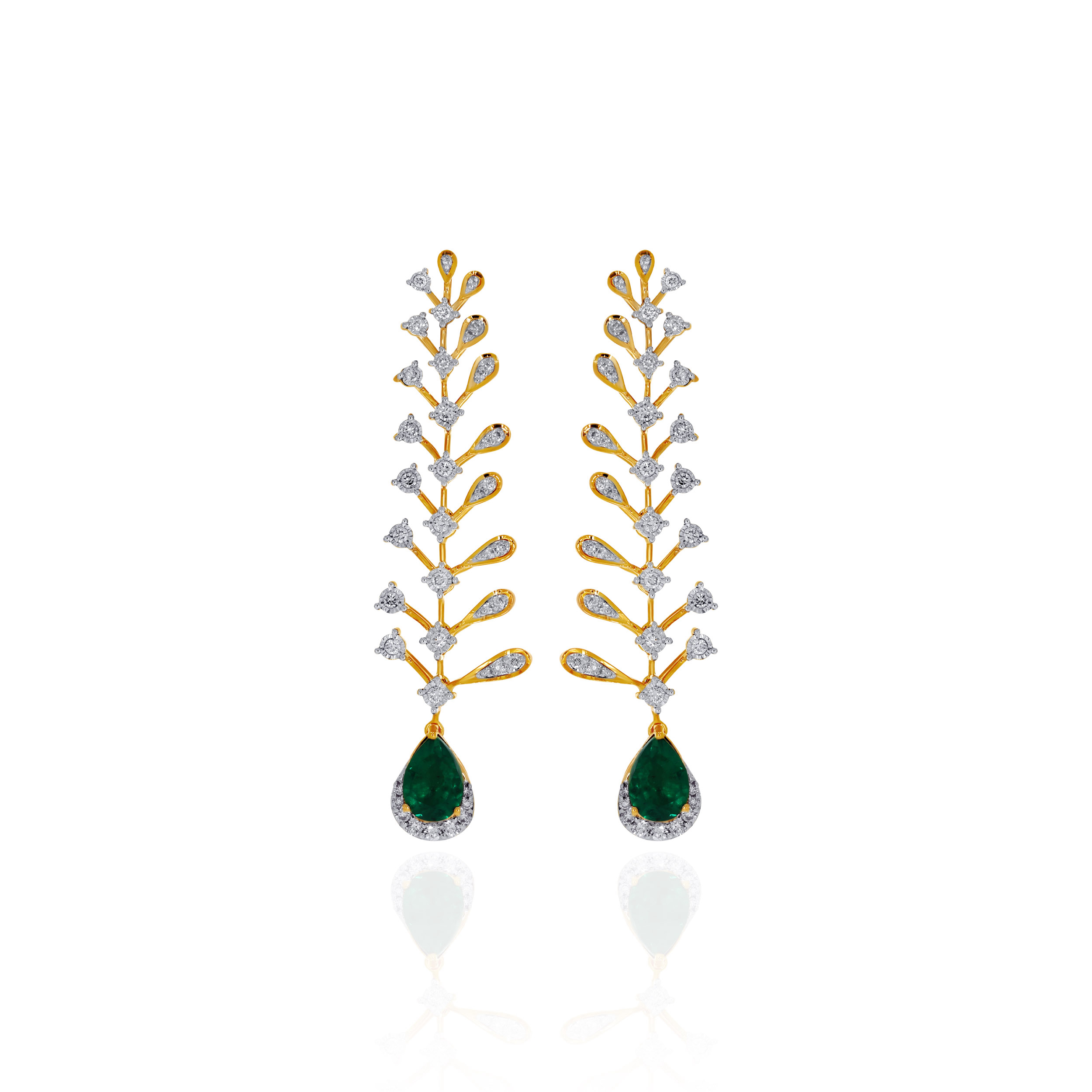 Vine Whisper Diamond Long Earrings - Senco Gold and Diamonds