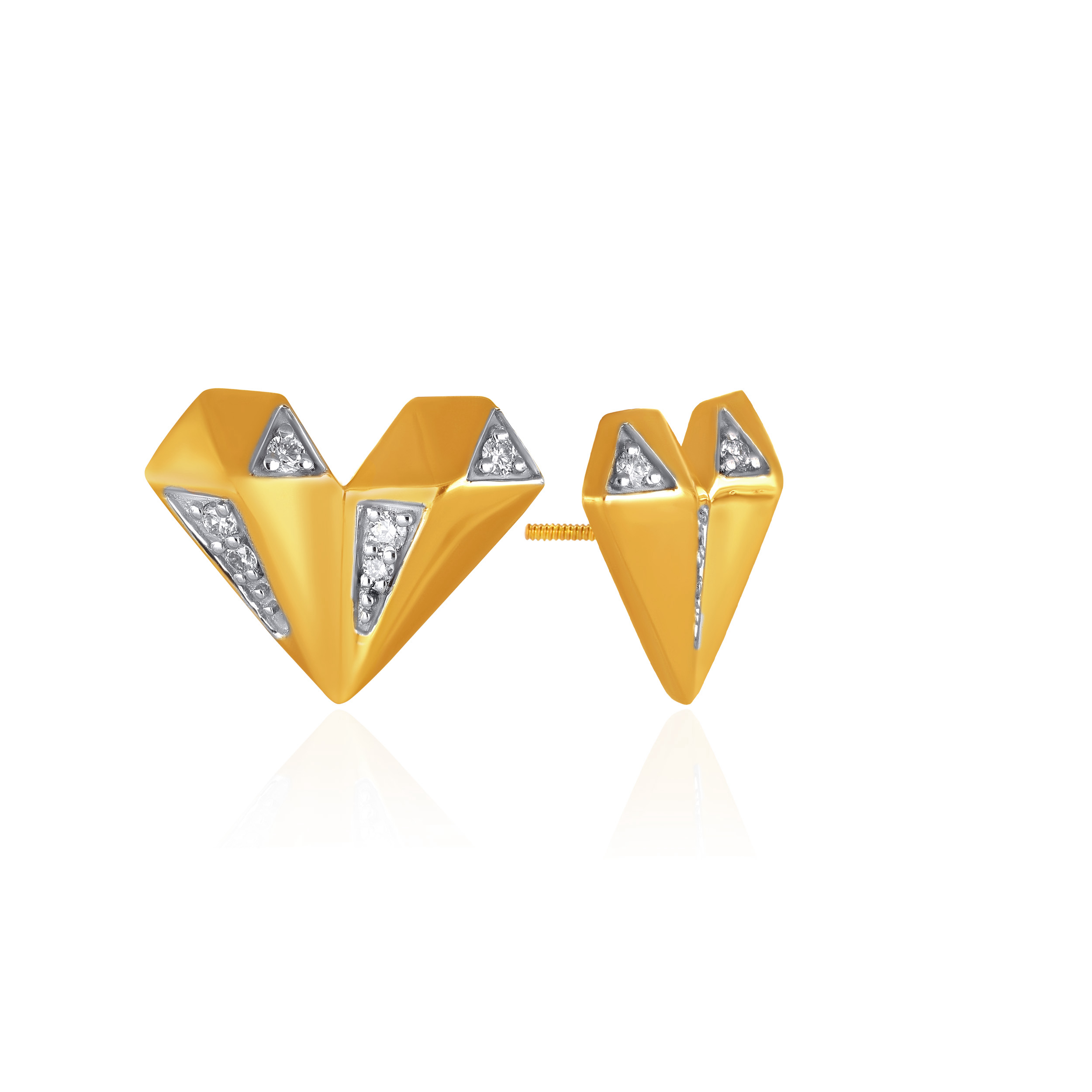 Stylish Faceted Heart Diamond Earrings - Senco Gold and Diamonds