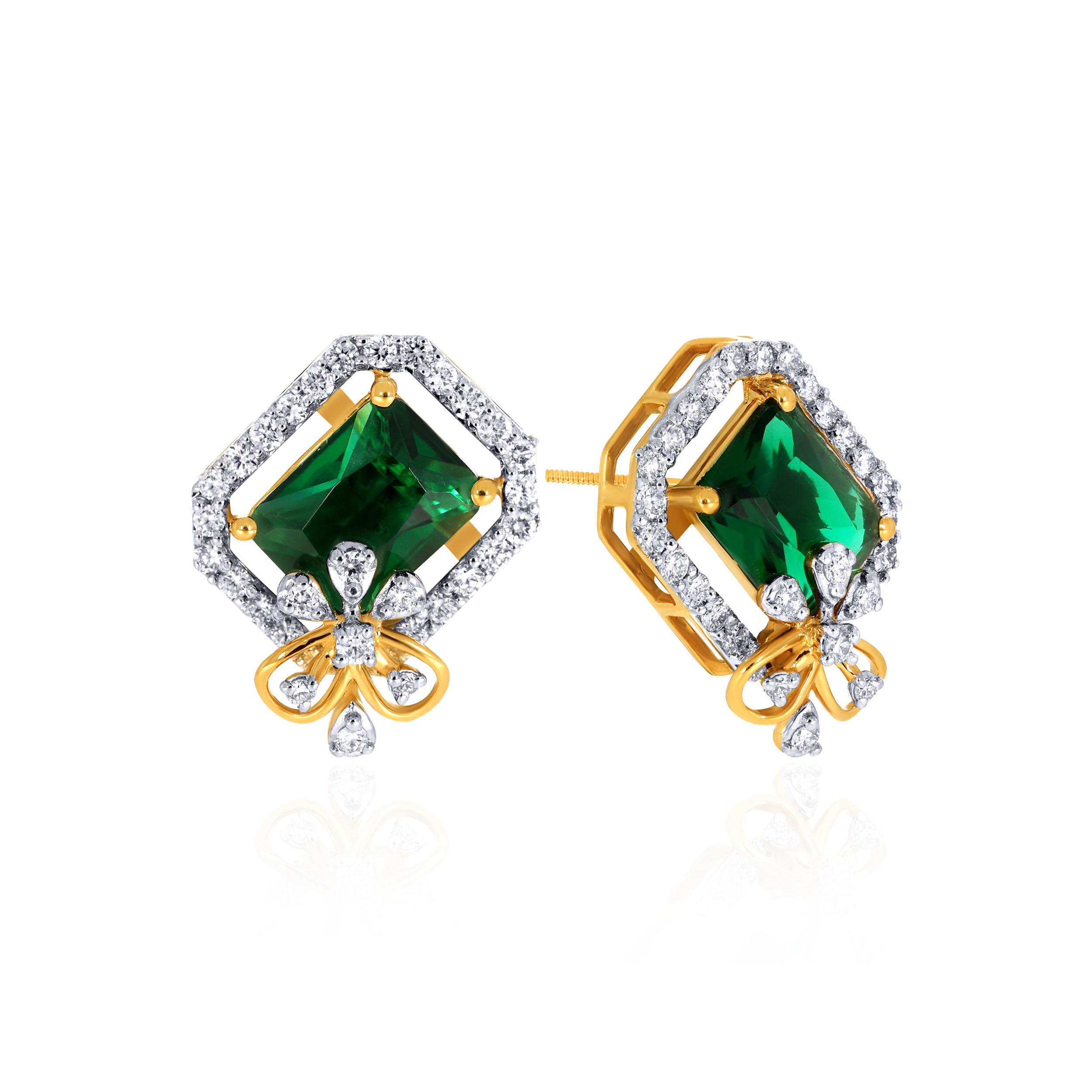 Greeny Glamour Diamond Studs - Senco Gold and Diamonds