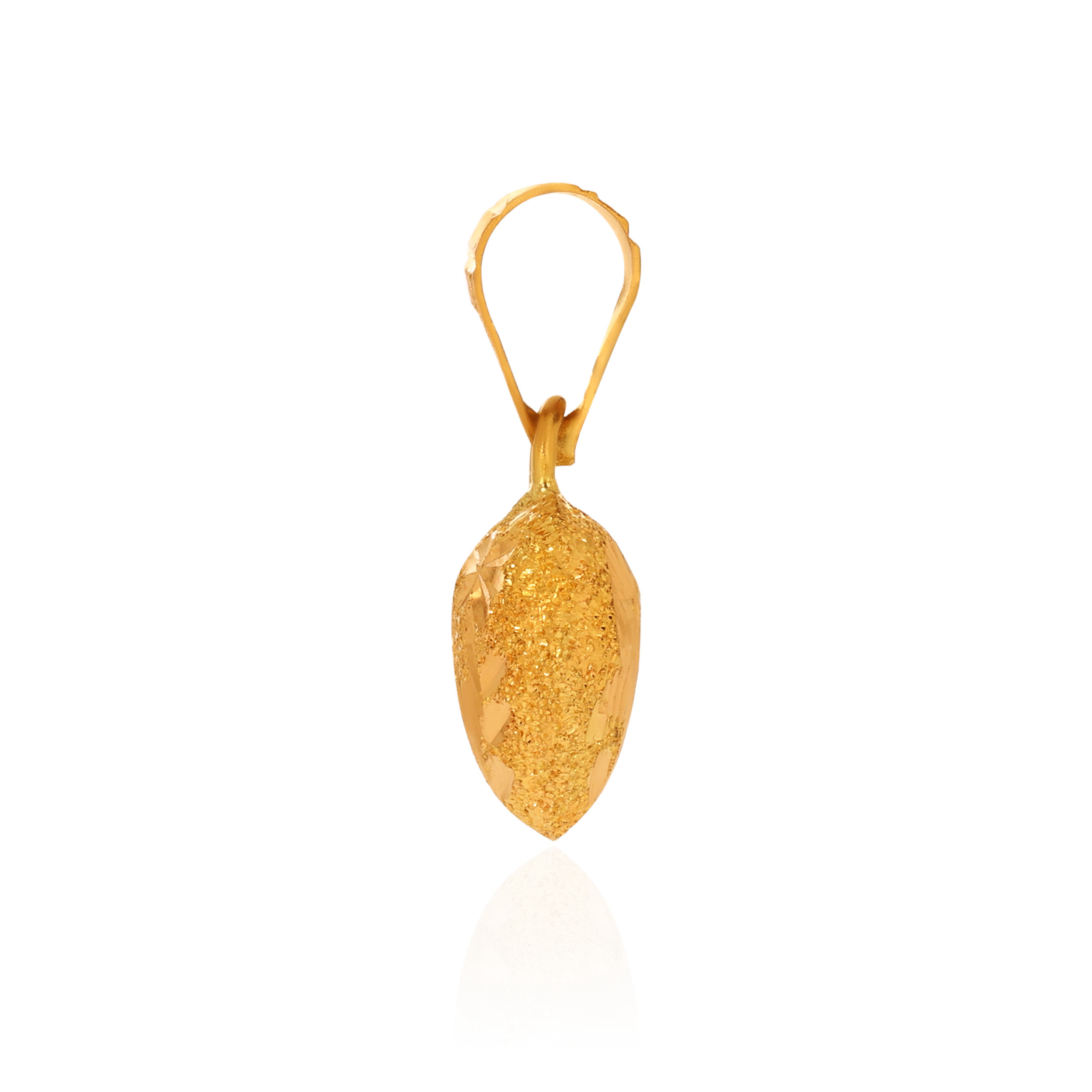 Frosted Design Heart Gold Pendant - Senco Gold and Diamonds