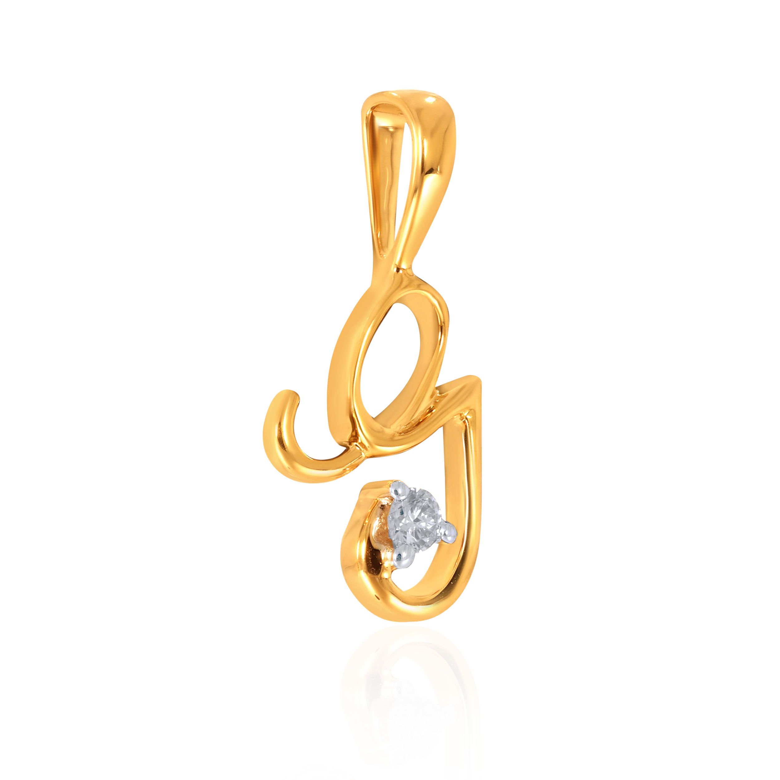 18K Yellow Gold G Alphabet Diamond Pendant-DPN-D000748616 - Senco Gold and Diamonds