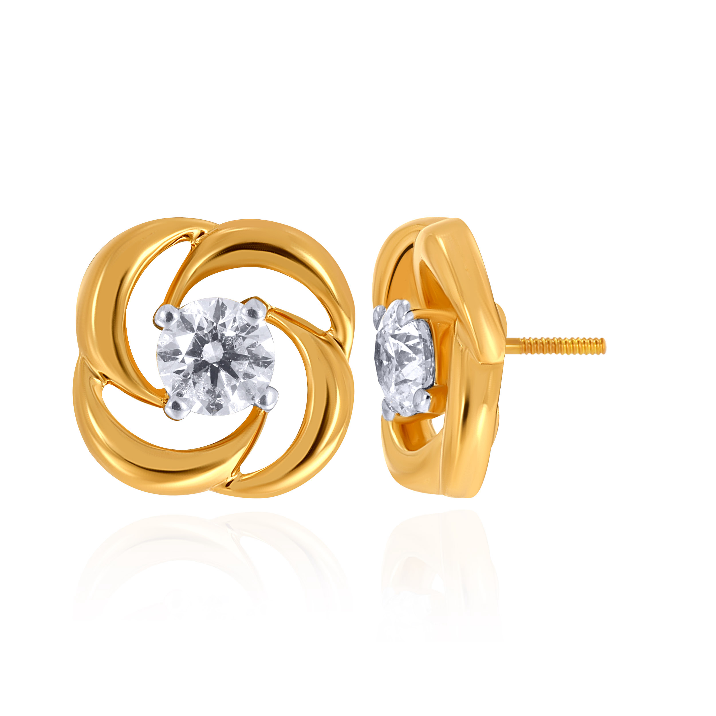 Swirl Gleam Diamond Studs - Senco Gold and Diamonds