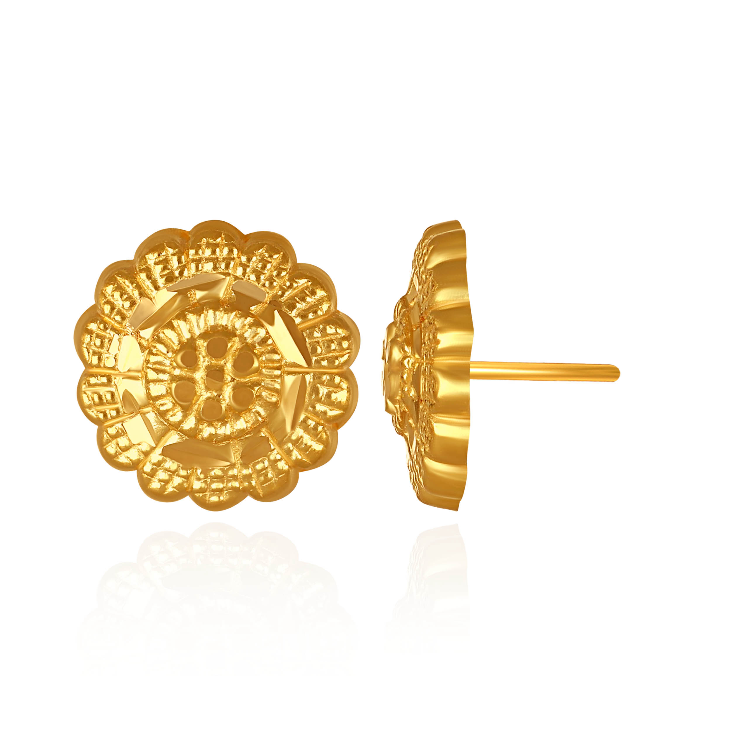 Regal Motif Gold Studs - Senco Gold and Diamonds