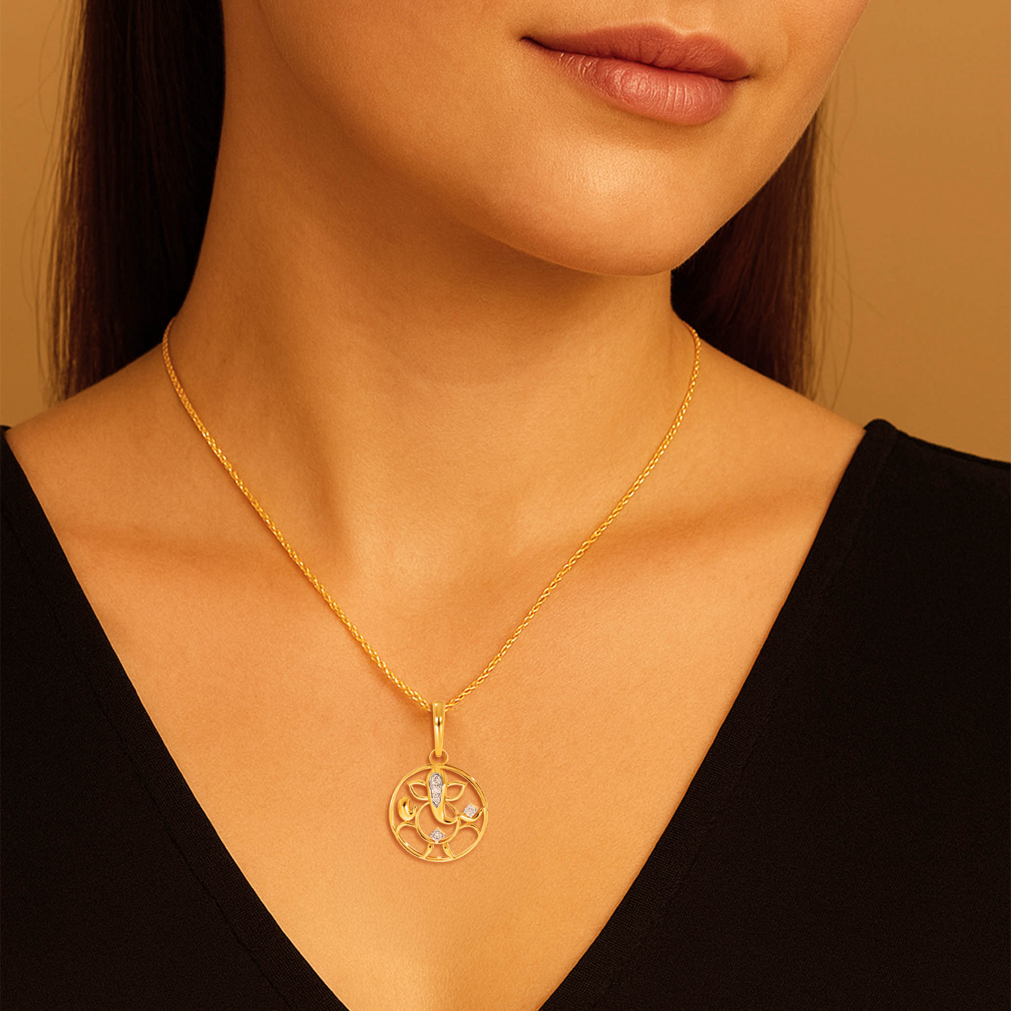 Radiant Ganesha Diamond Rakhi Pendant - Senco Gold and Diamonds