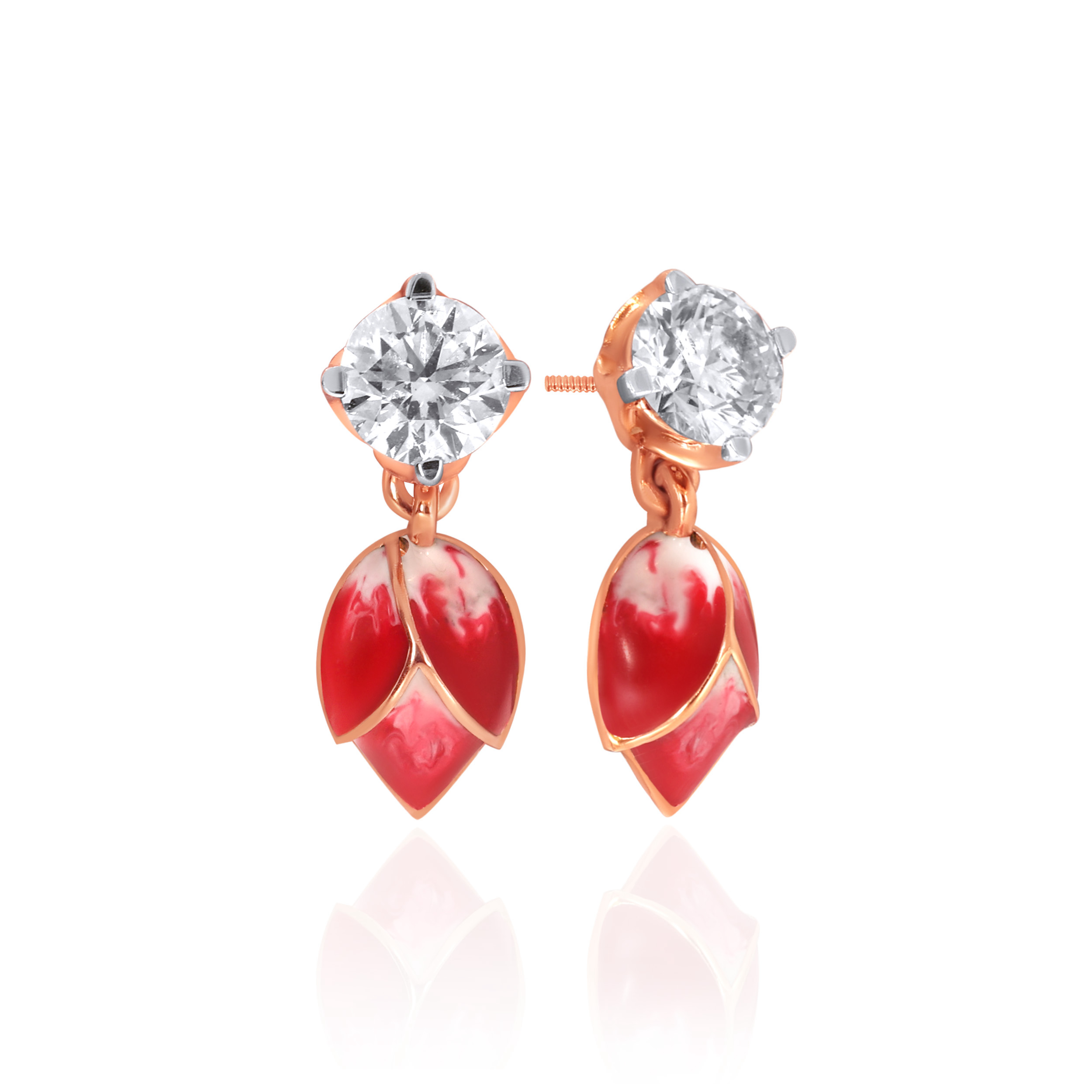 18K Rose Gold Diamond Studs Earrings-DT-D000754645 - Senco Gold and Diamonds