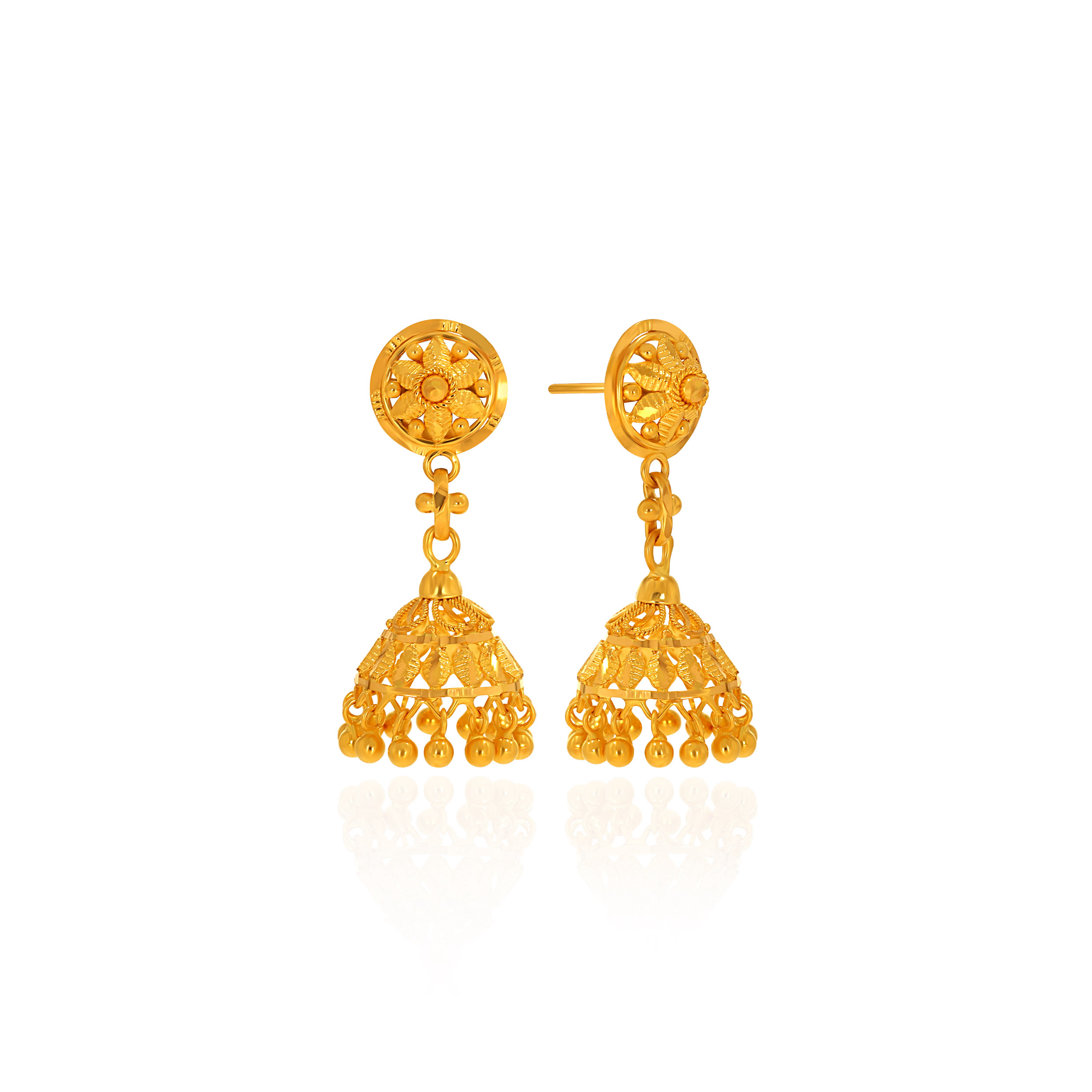 Timeless Tapestry Gold Jhumka Earrings - Senco Gold and Diamonds