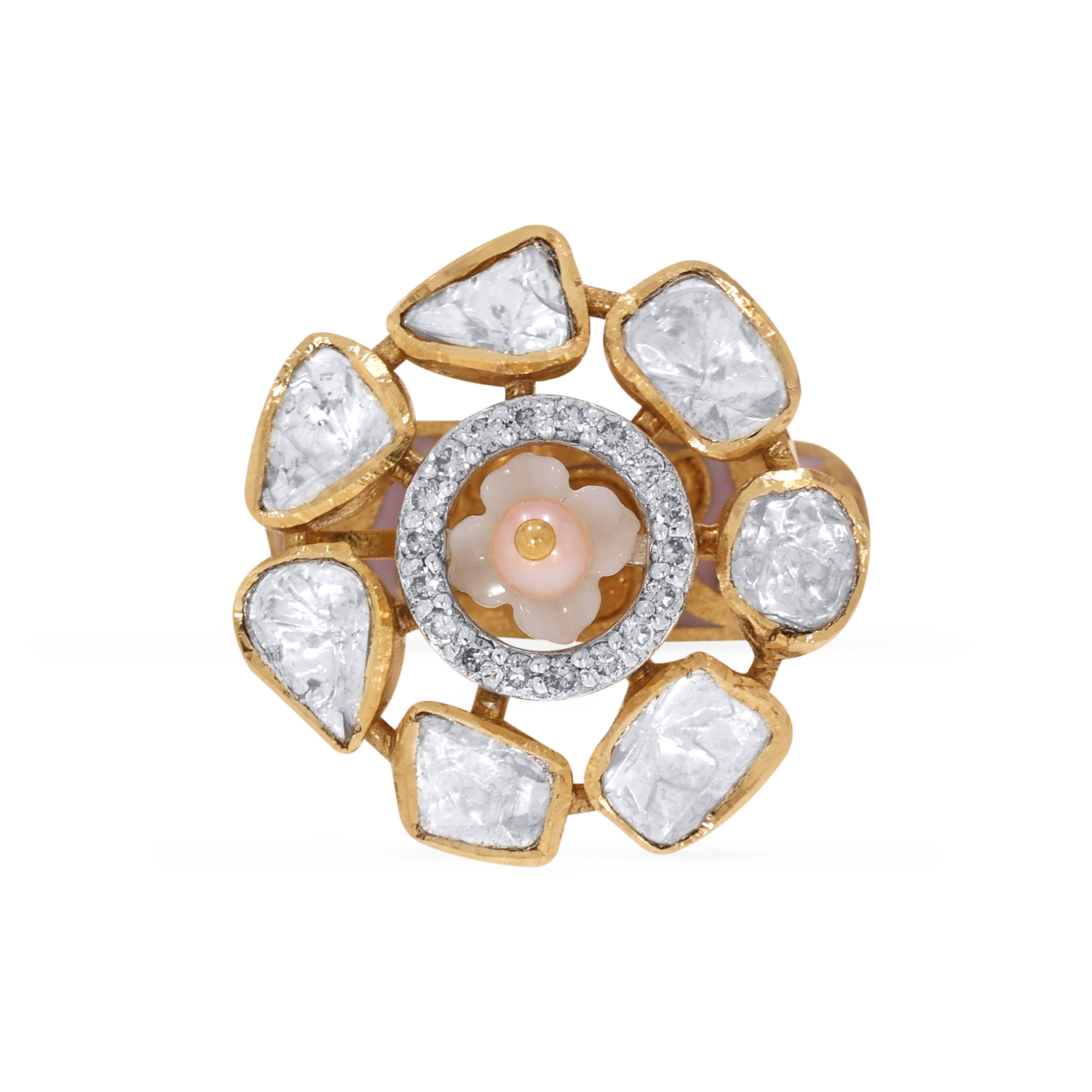 14K Yellow Gold Polki Diamond Ring-DLR-D000737451 - Senco Gold and Diamonds