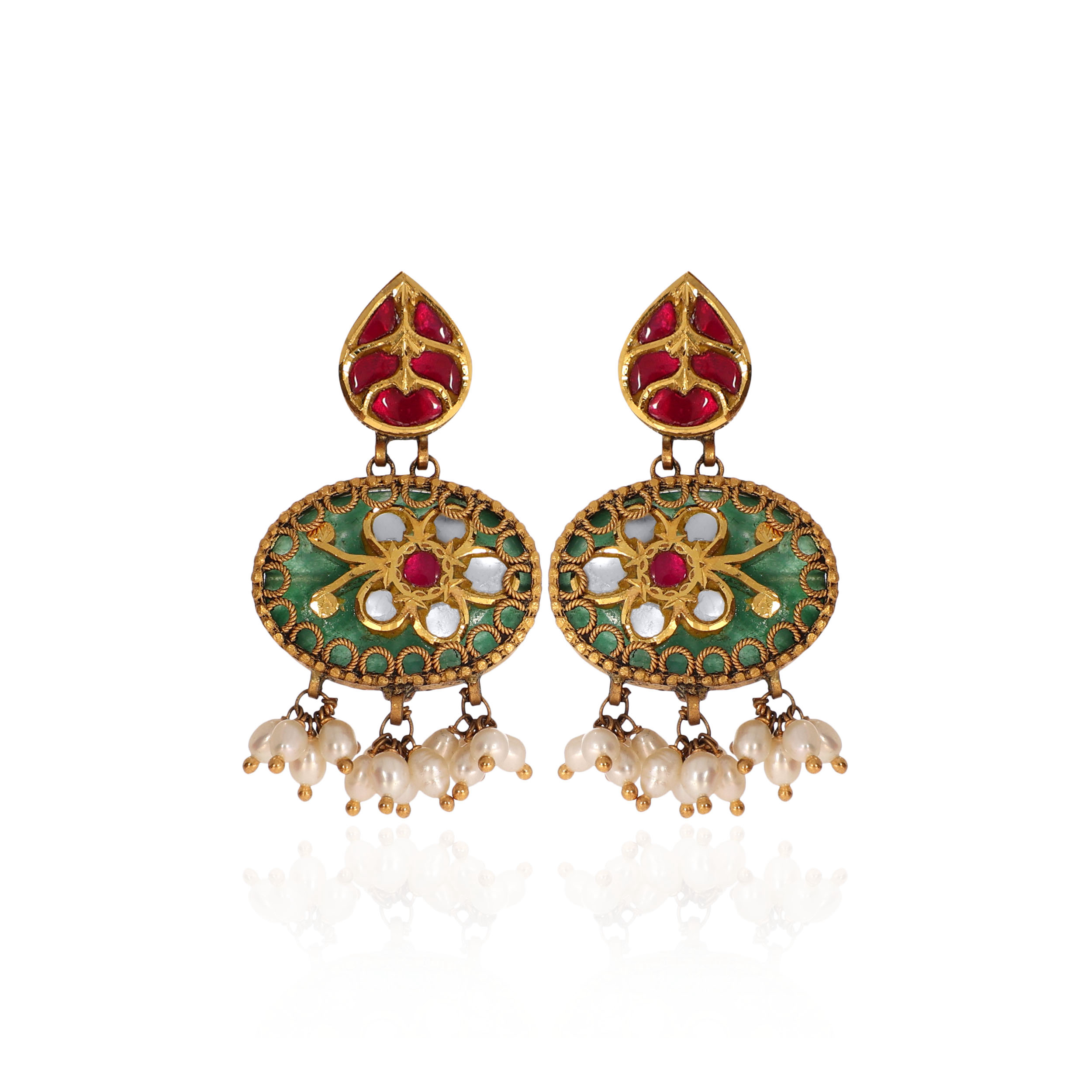 22K Yellow Gold Kundan Earrings-GPGN-D000788489 - Senco Gold and Diamonds