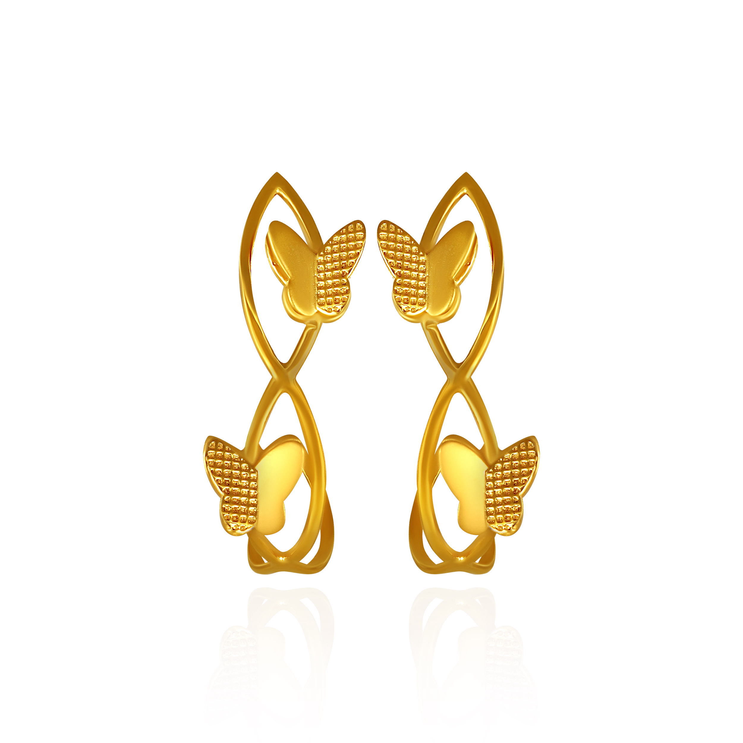 Delicate Butterfly Gold Hoop Earrings - Senco Gold and Diamonds