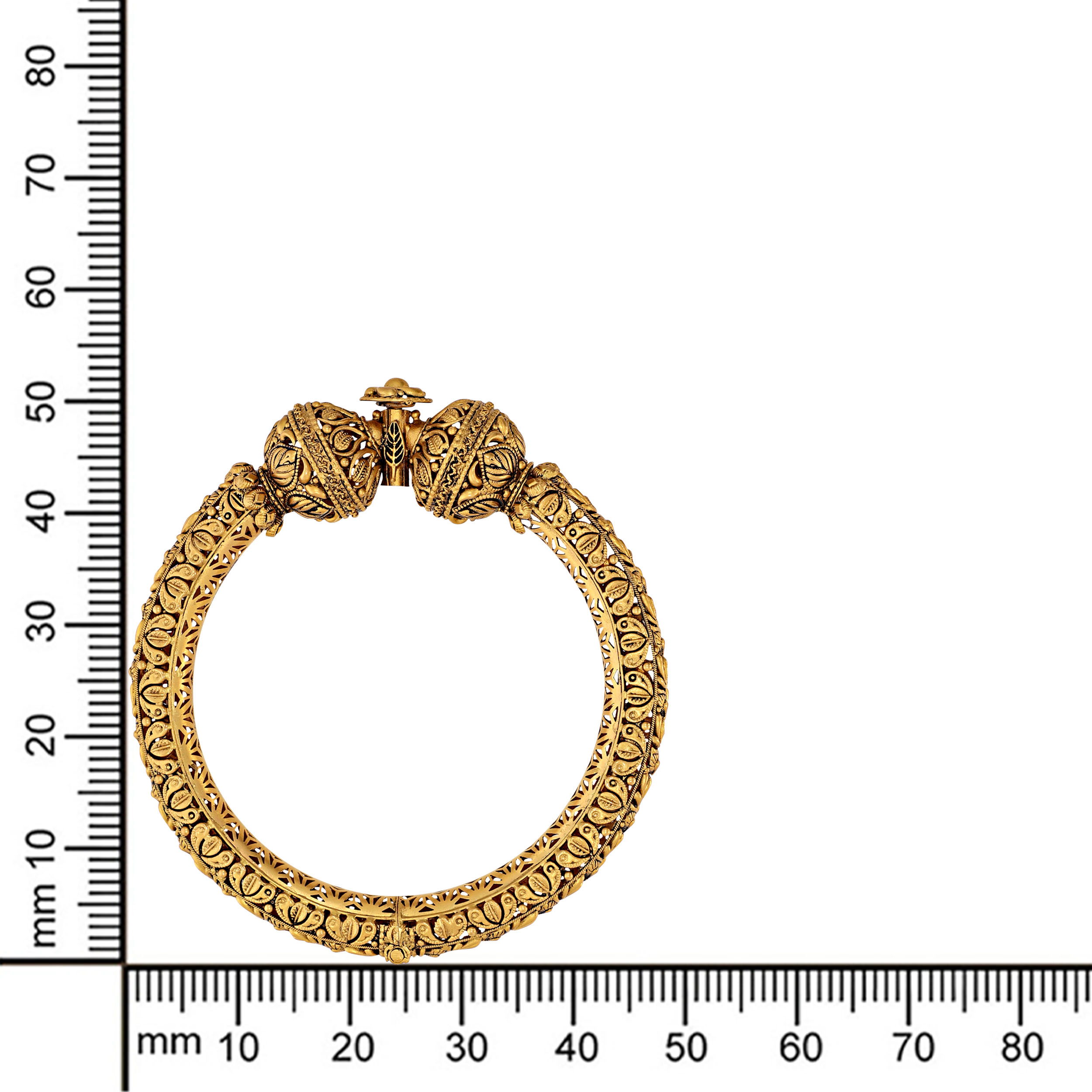 Royal Art Antique Gold Mukh Bangle - Senco Gold and Diamonds