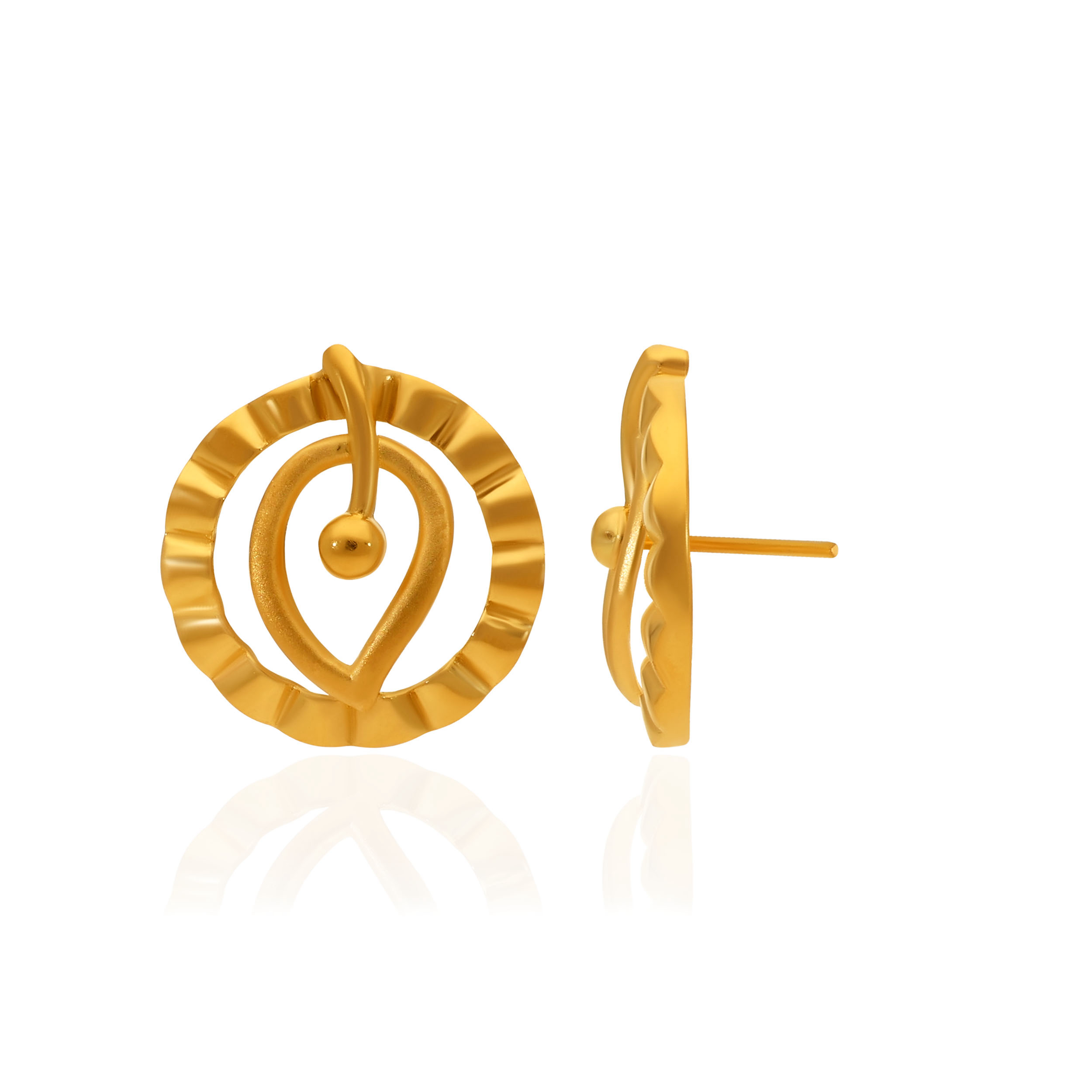 Artisanal Swirl Gold Studs - Senco Gold and Diamonds
