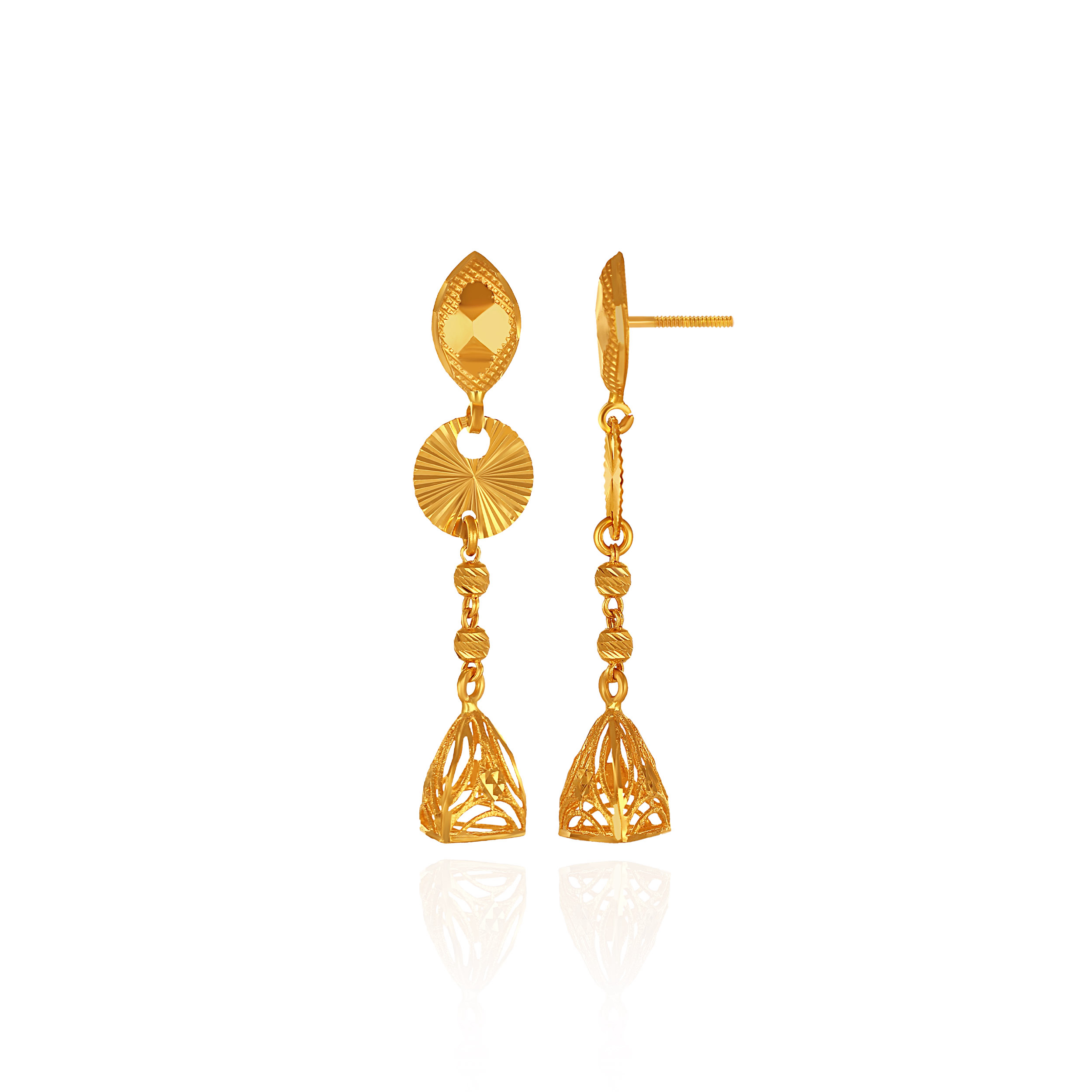 Aurielle Textured Gold Layered Earrings - Senco Gold and Diamonds