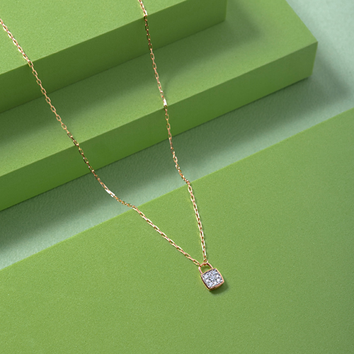 Gleam Square Diamond Chain Pendant - Senco Gold and Diamonds