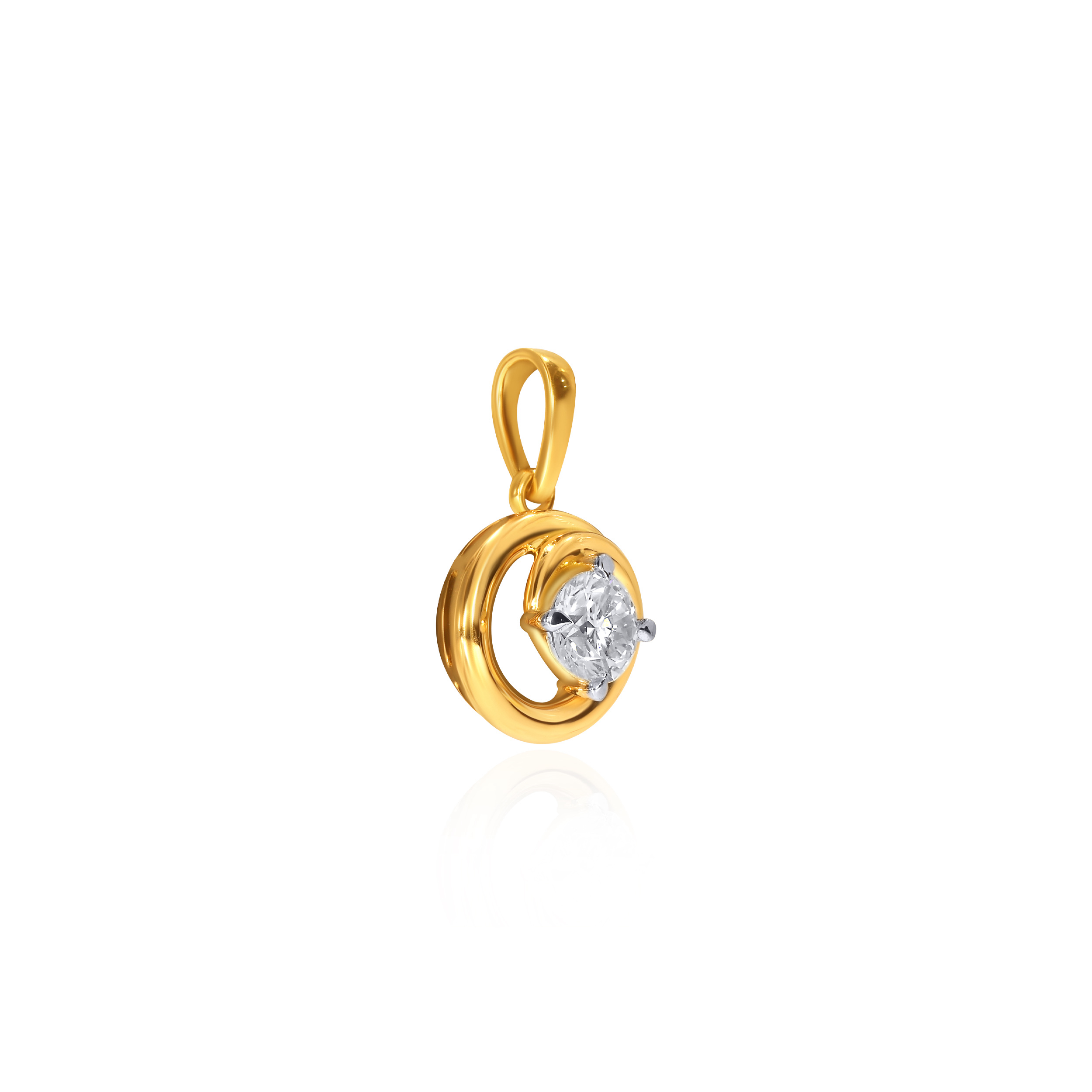 Fashionable Swirl Solitaire Pendant - Senco Gold and Diamonds