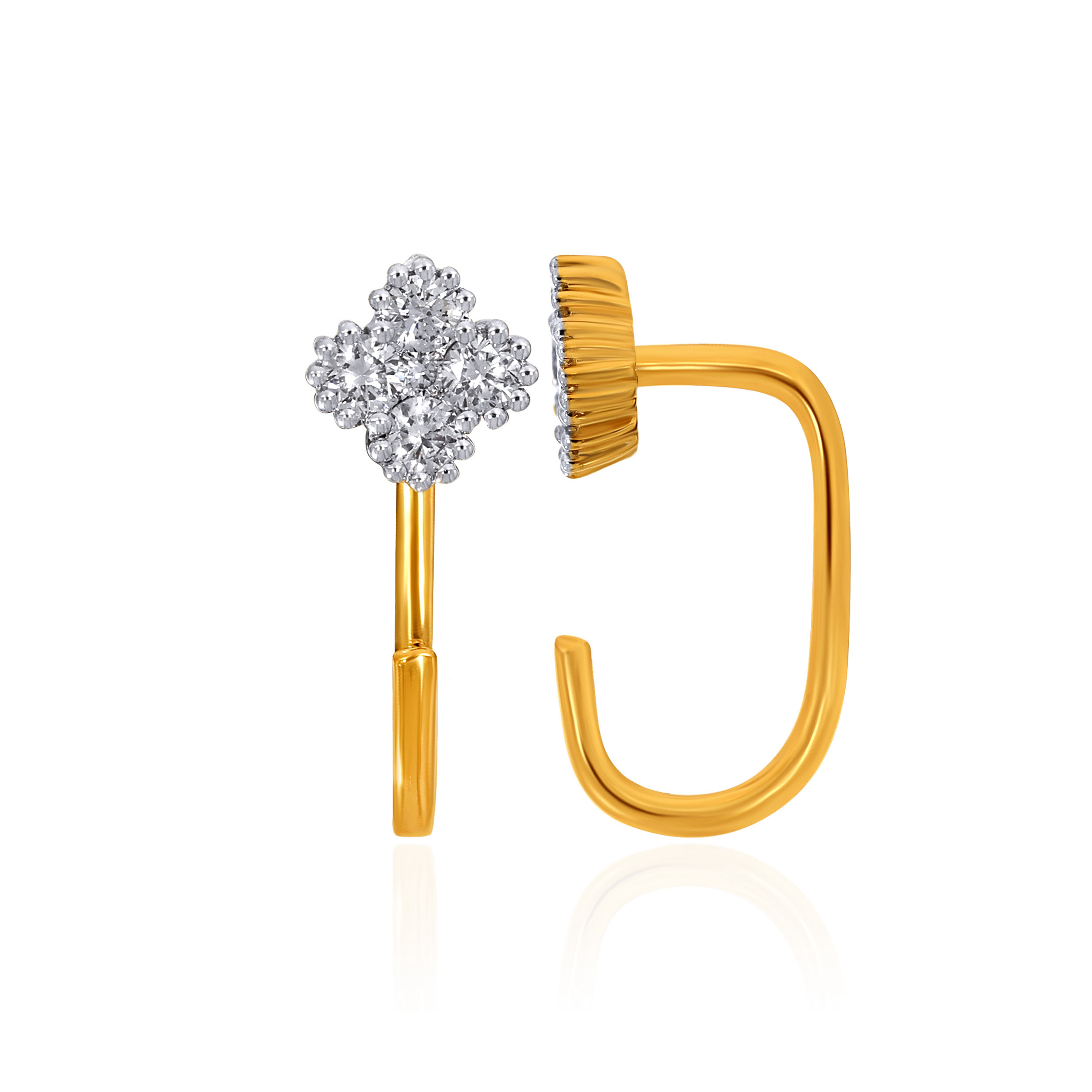 Modish Floral Diamond Ear Cuffs - Senco Gold and Diamonds
