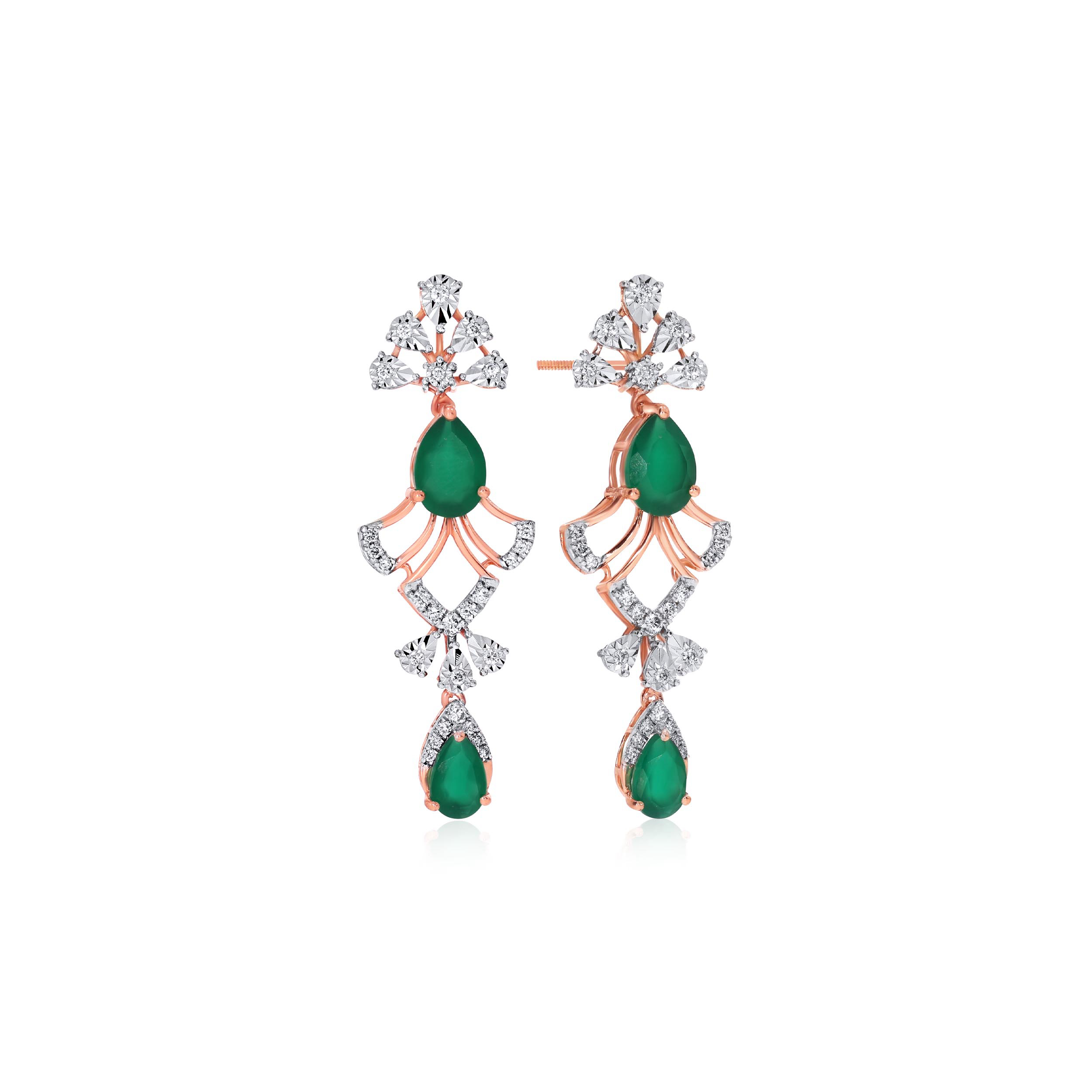 Greenish Sheen Diamond Drop Earrings - Senco Gold and Diamonds