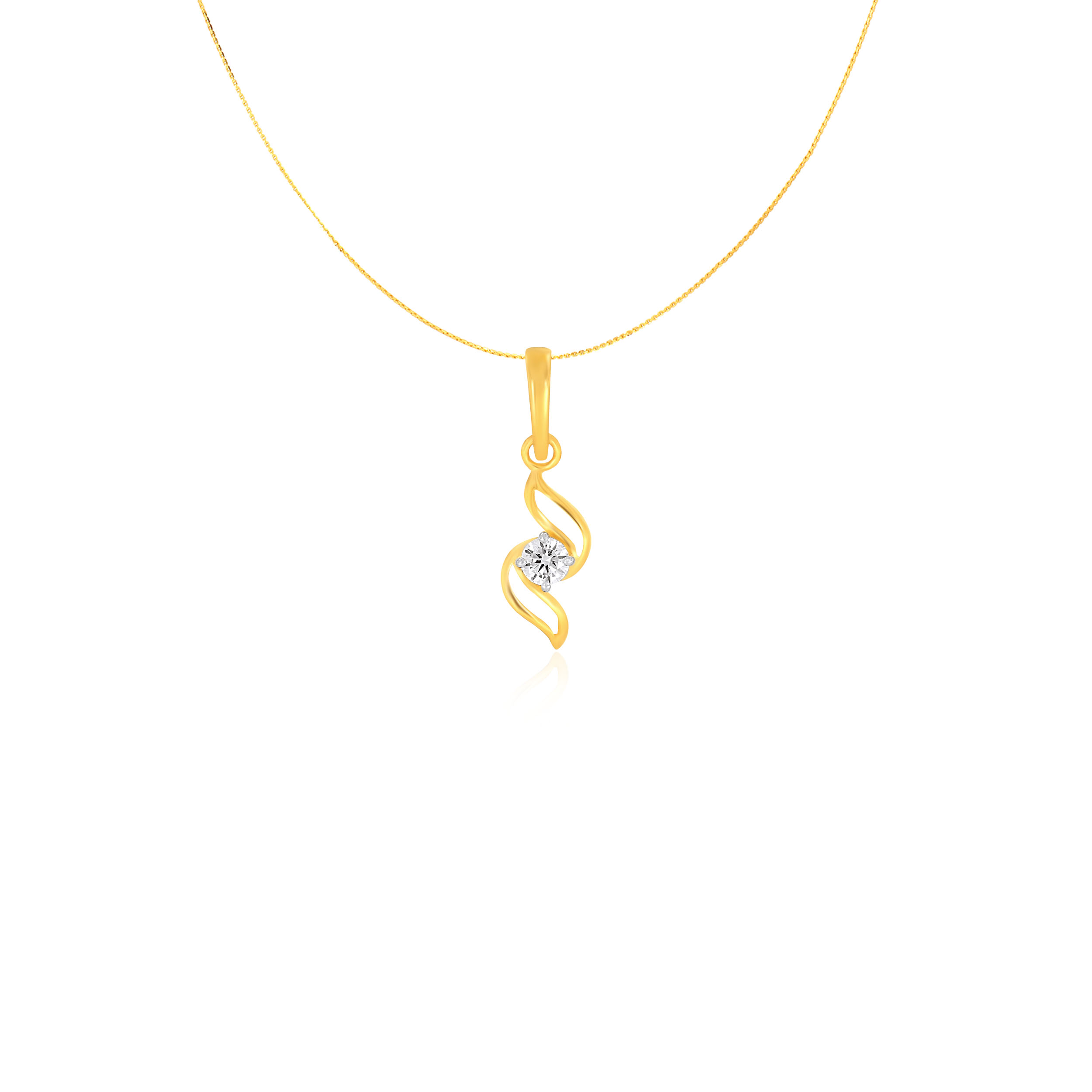 Artsy Swirl Solitaire Pendant - Senco Gold and Diamonds