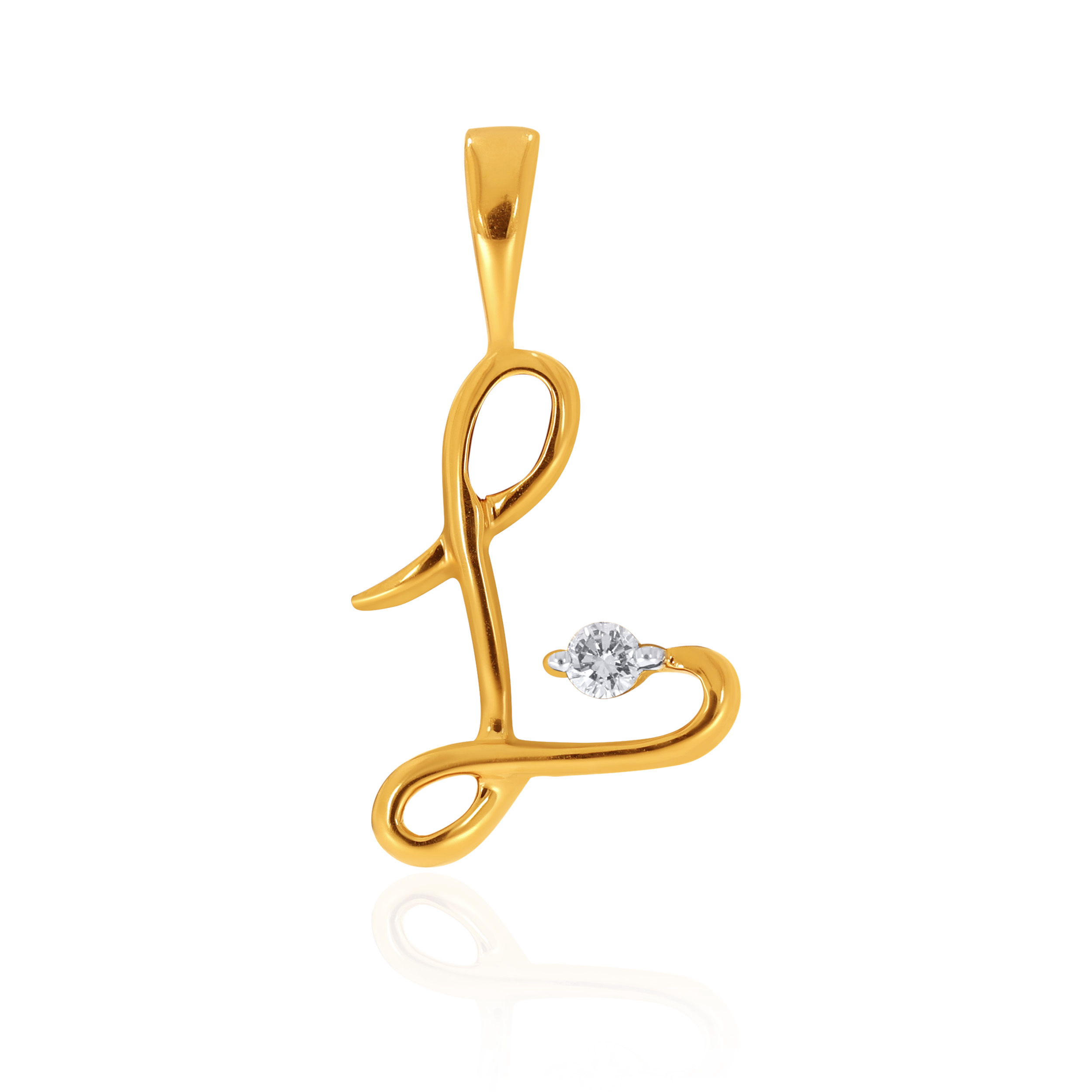 18K Yellow Gold L Alphabet Diamond Pendant-DPN-D000748624 - Senco Gold and Diamonds