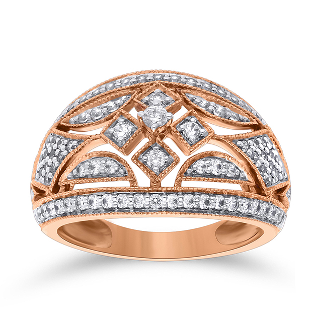 Deco Symmetric Diamond Ring alternate view 1