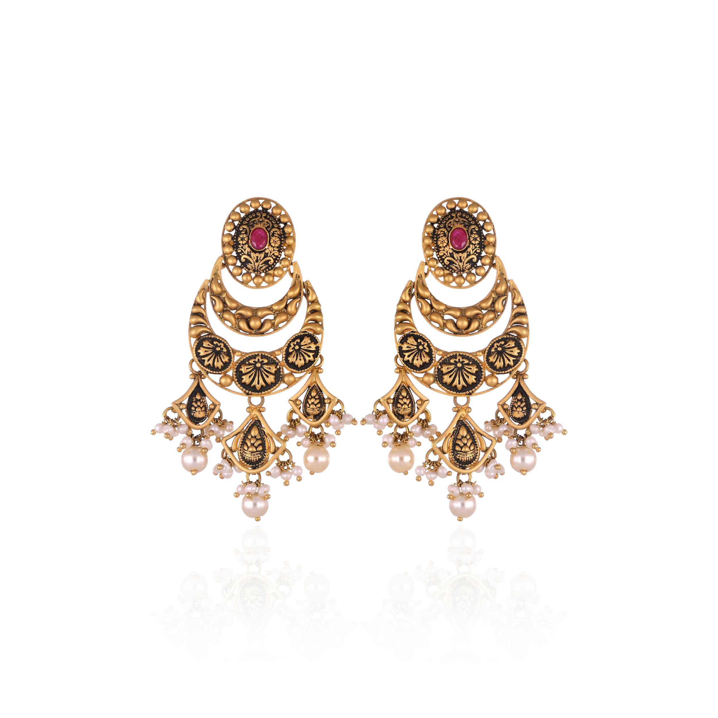 Antique Regal Chandbali Earrings - Senco Gold and Diamonds
