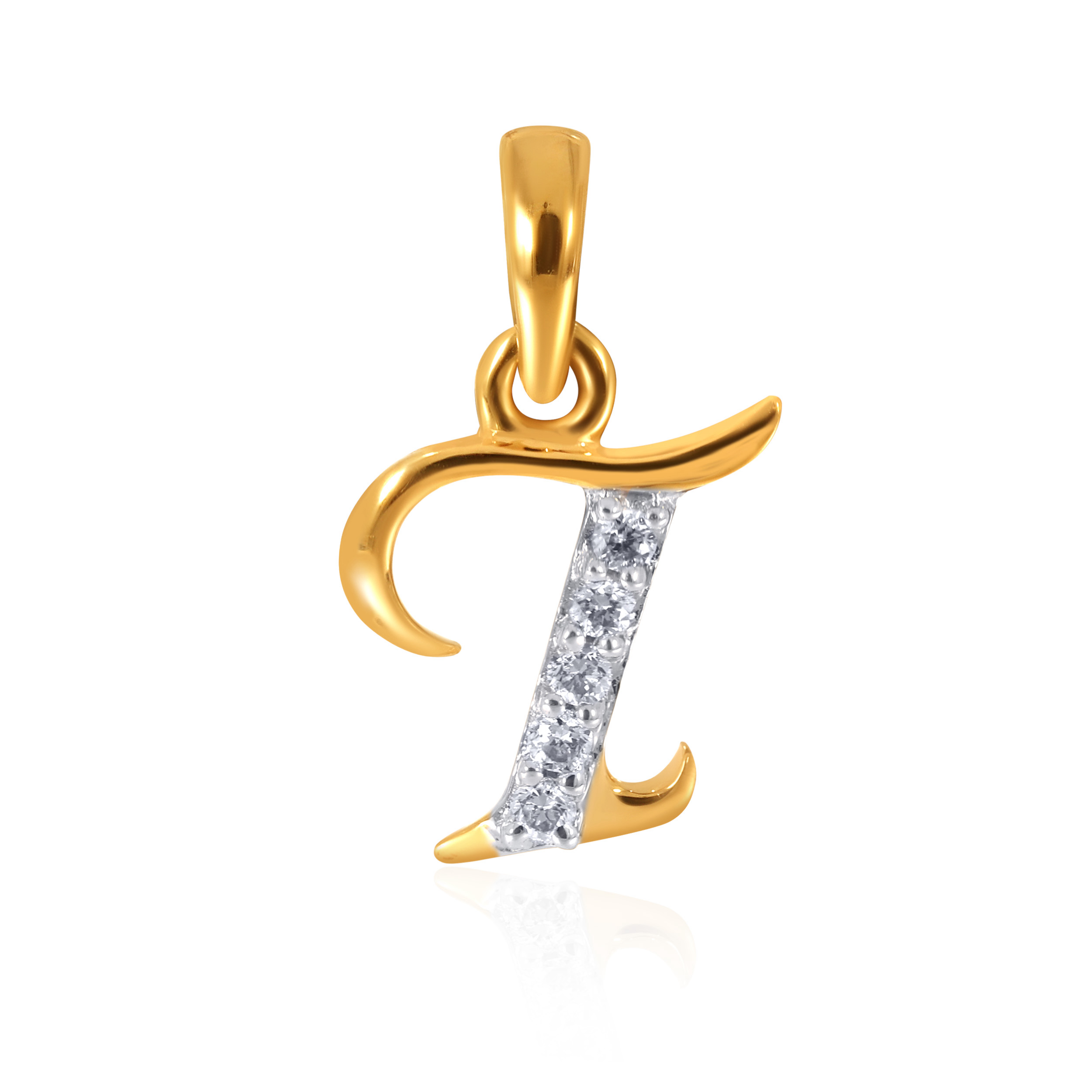 Polished T Alphabet Diamond Pendant - Senco Gold and Diamonds