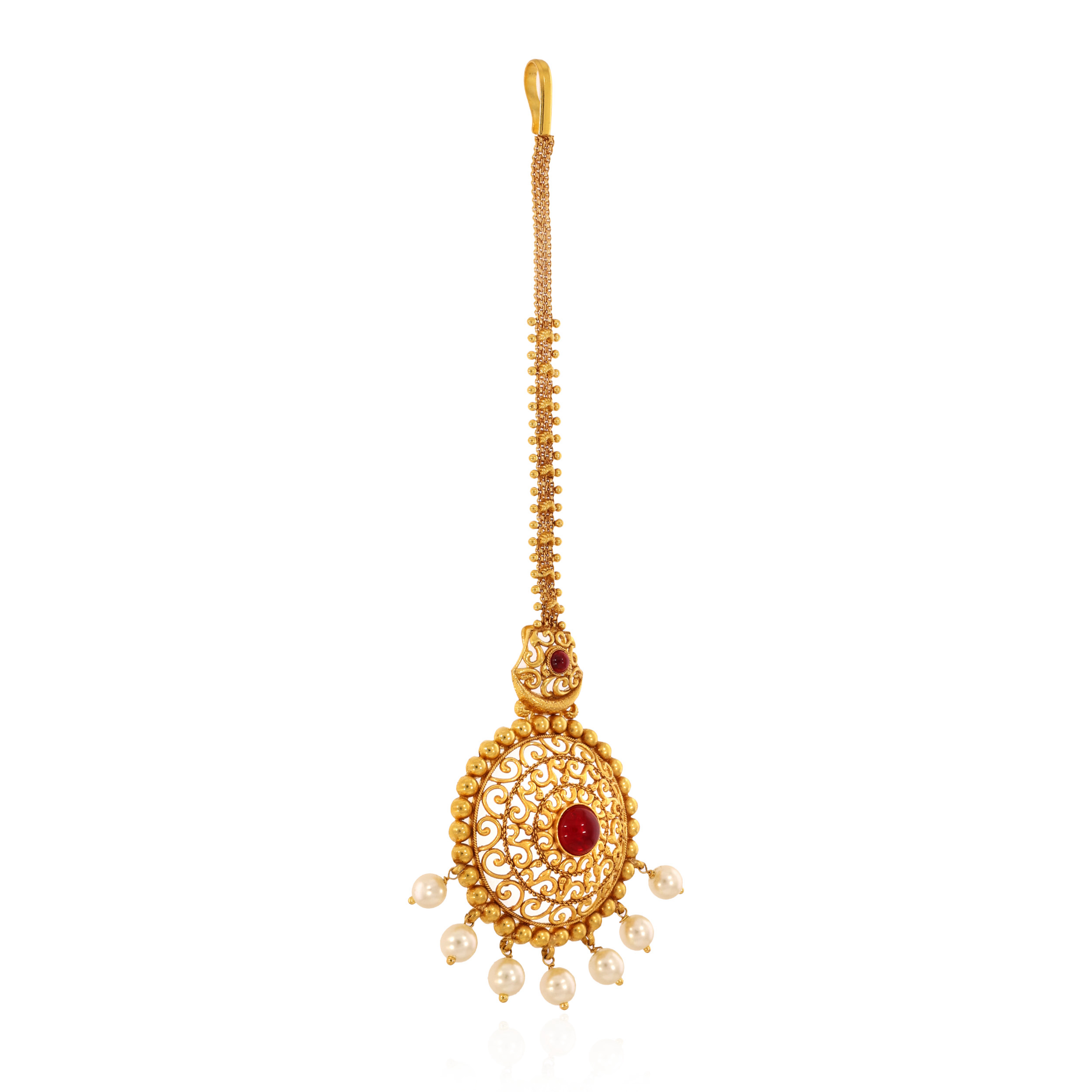 Royal Ember Gold Maang Tika - Senco Gold and Diamonds