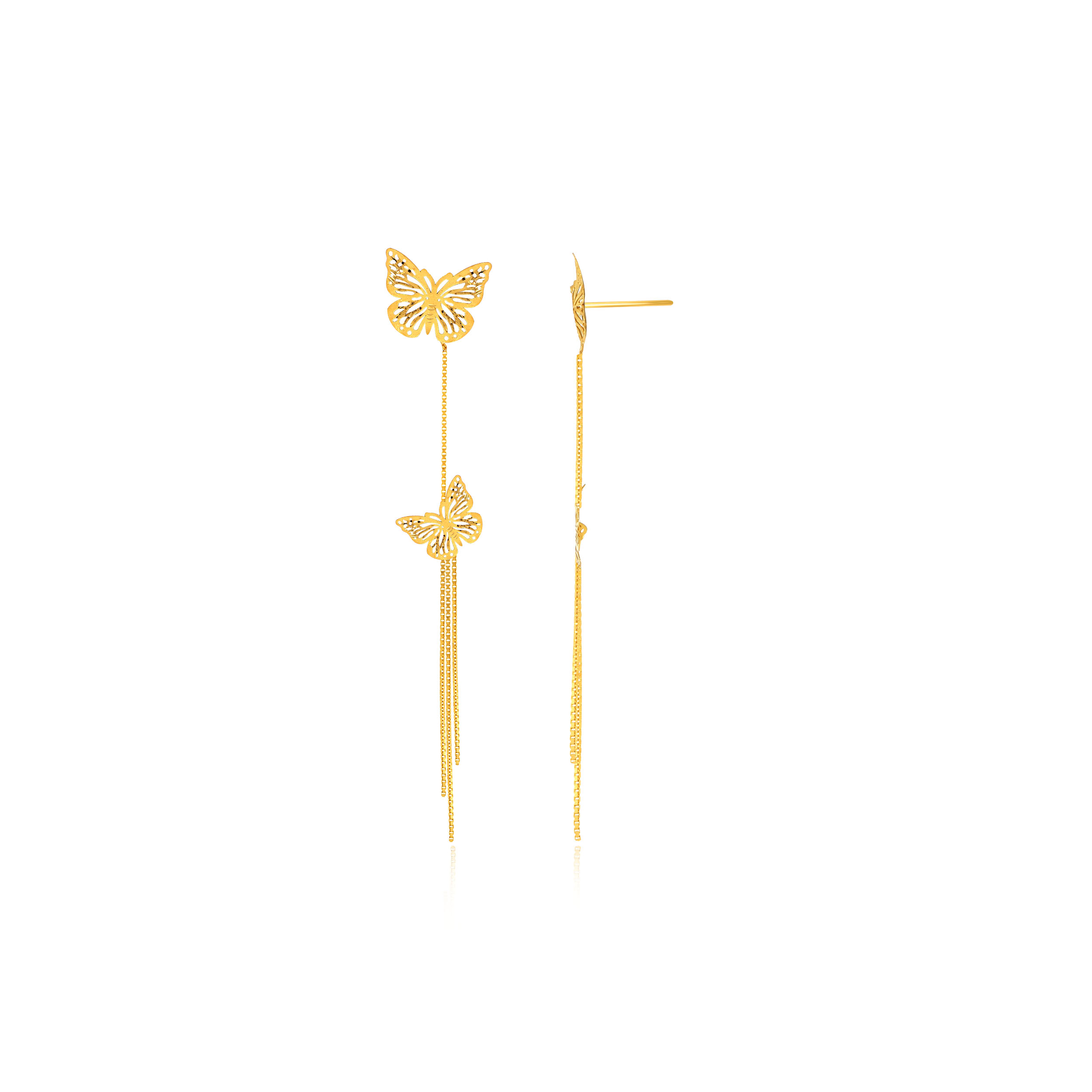 Trendy Flutter Gold Long Earrings - Senco Gold and Diamonds
