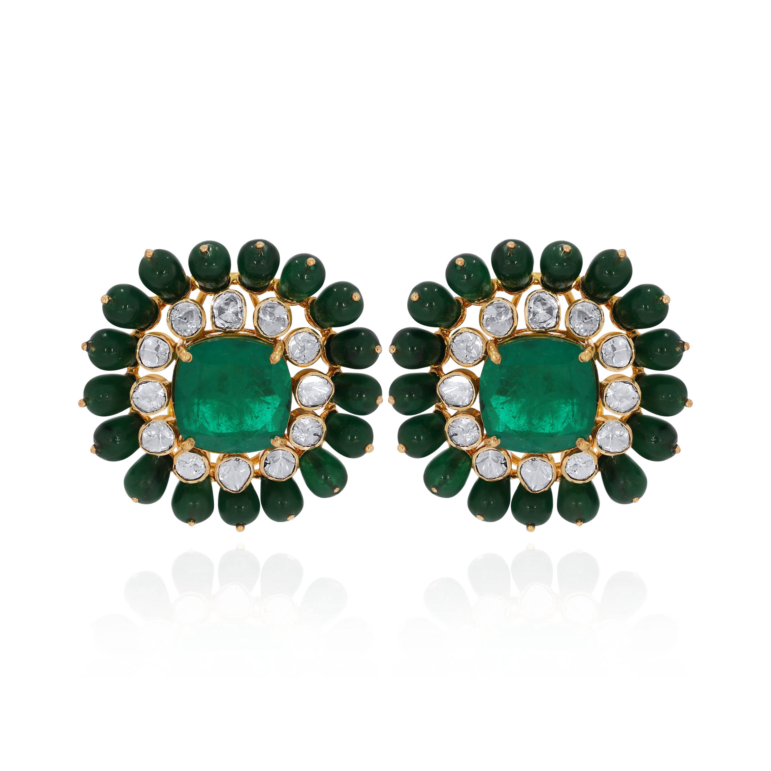 Enchanting Bloom Polki Studs - Senco Gold and Diamonds