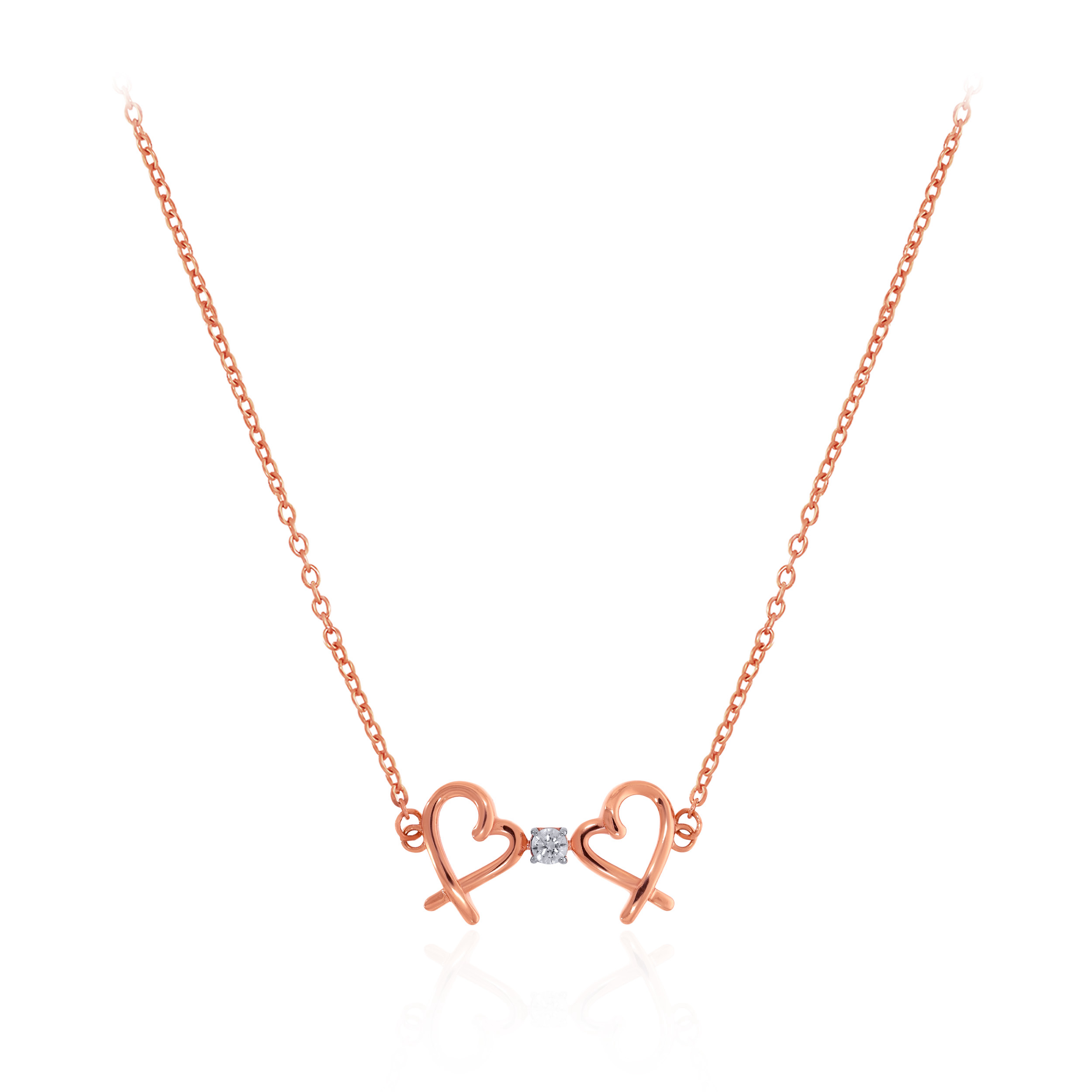 Rosy Sweethearts Gold Chain Pendant - Senco Gold and Diamonds