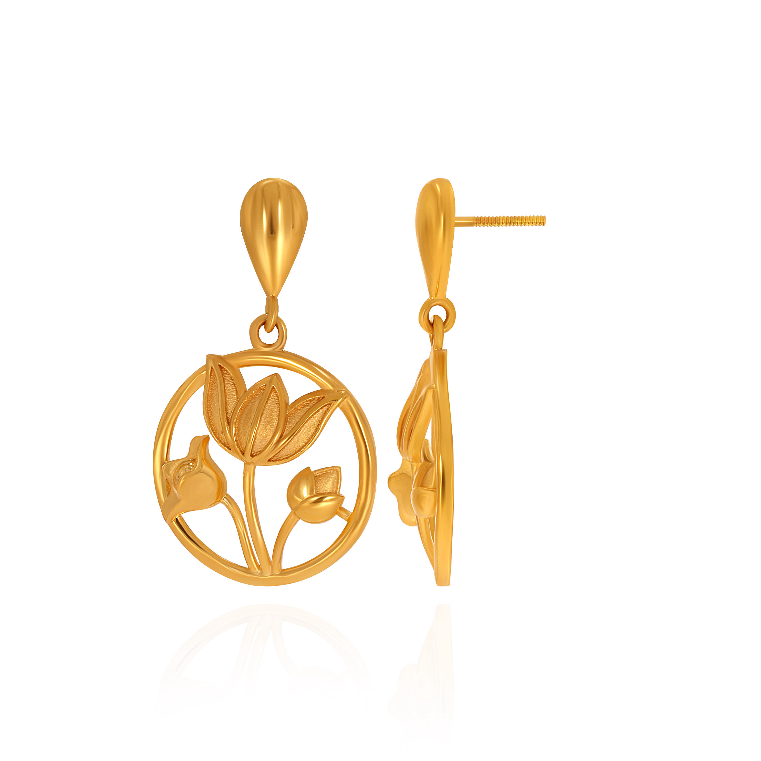 Harmony Lotus Gold Earrings - Senco Gold and Diamonds
