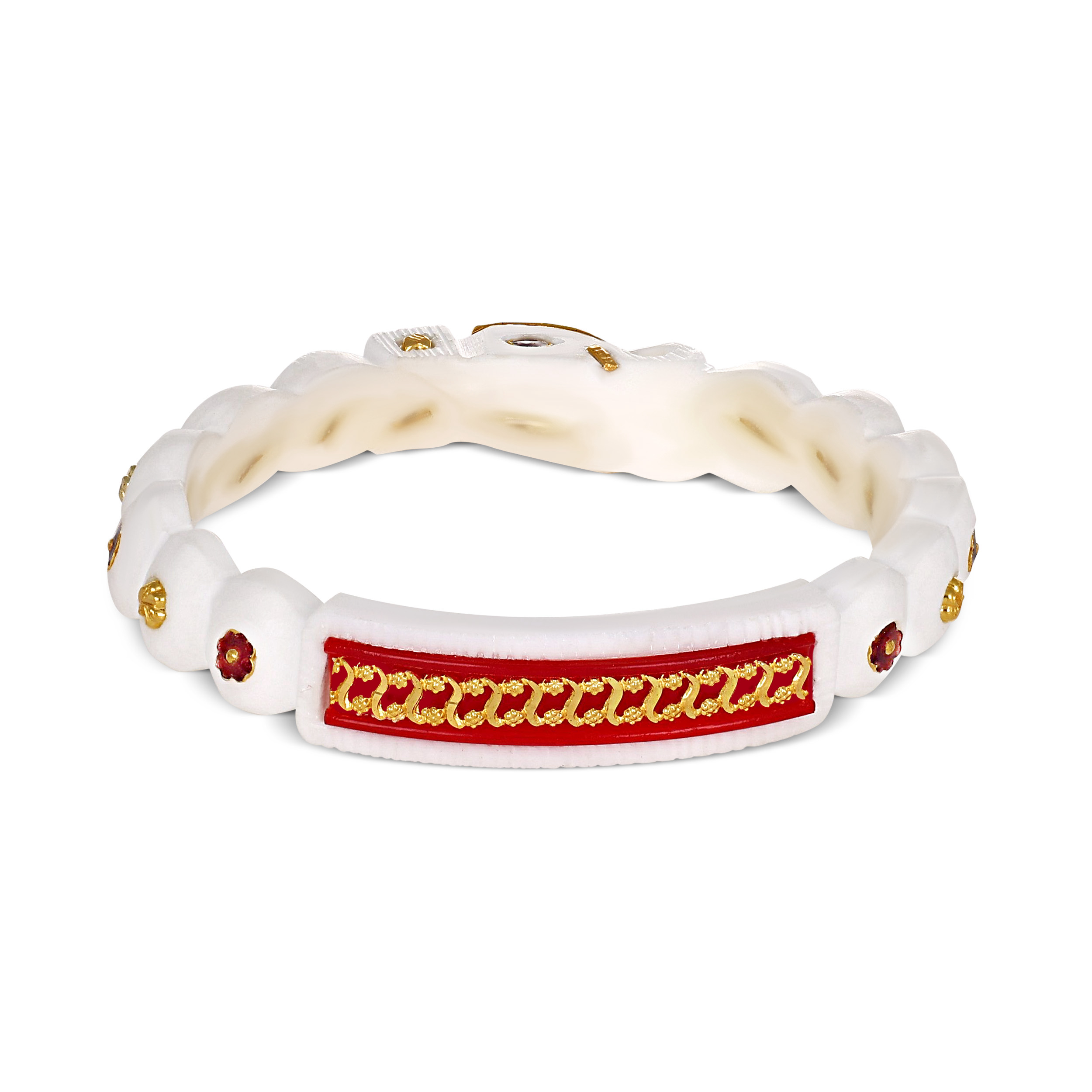 Ivory Vermillion Gold Sankha Bangle - Senco Gold and Diamonds