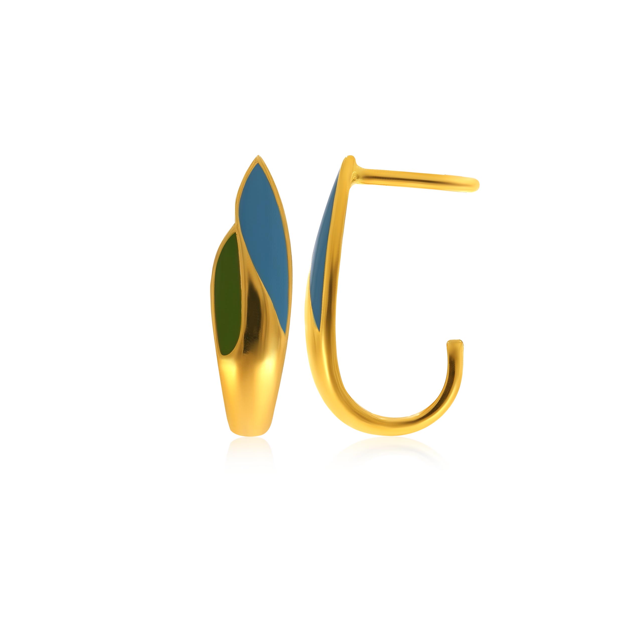 Leafy Duo Gold Studs - Senco Gold and Diamonds