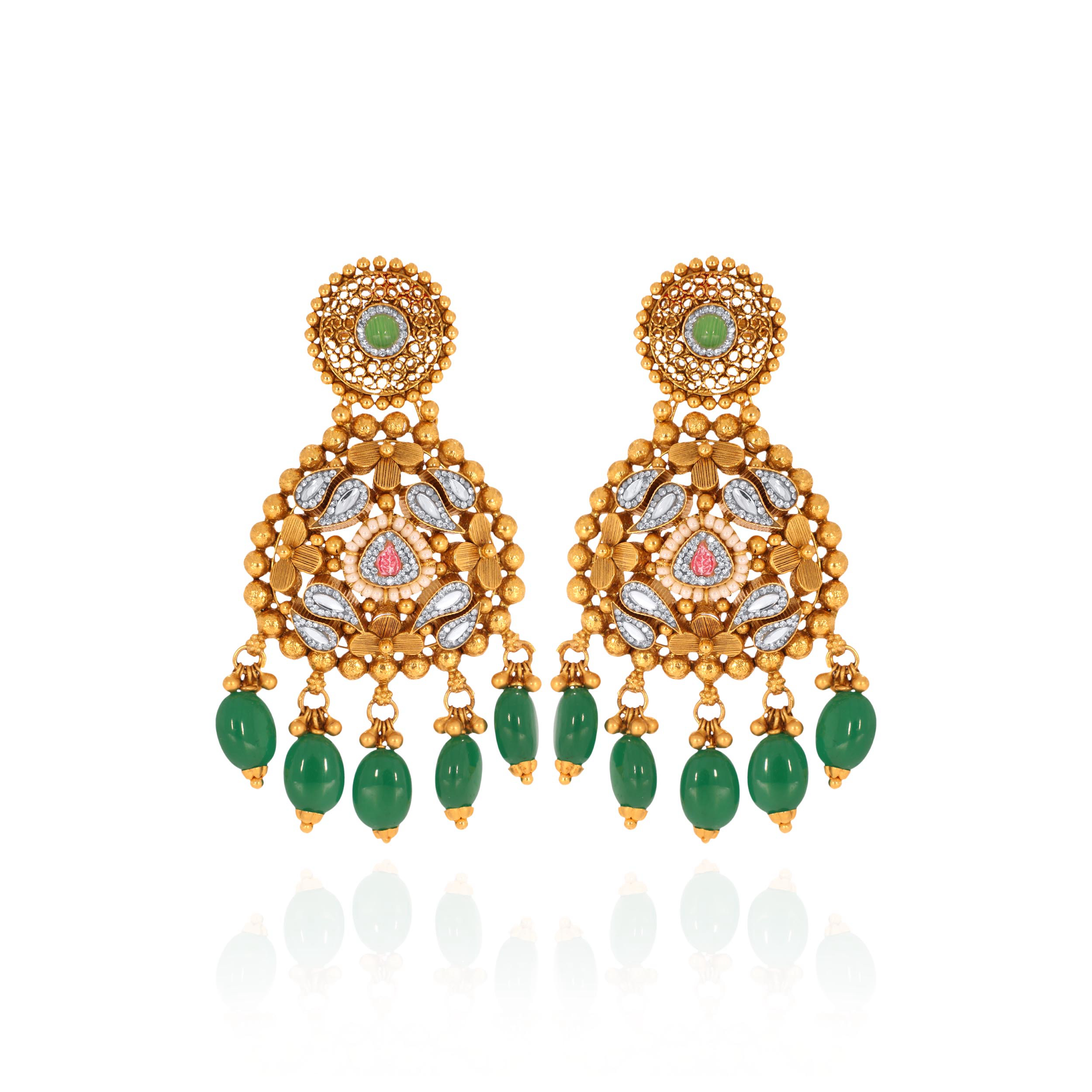 Floral Serenade Kundan Gold Earrings - Senco Gold and Diamonds