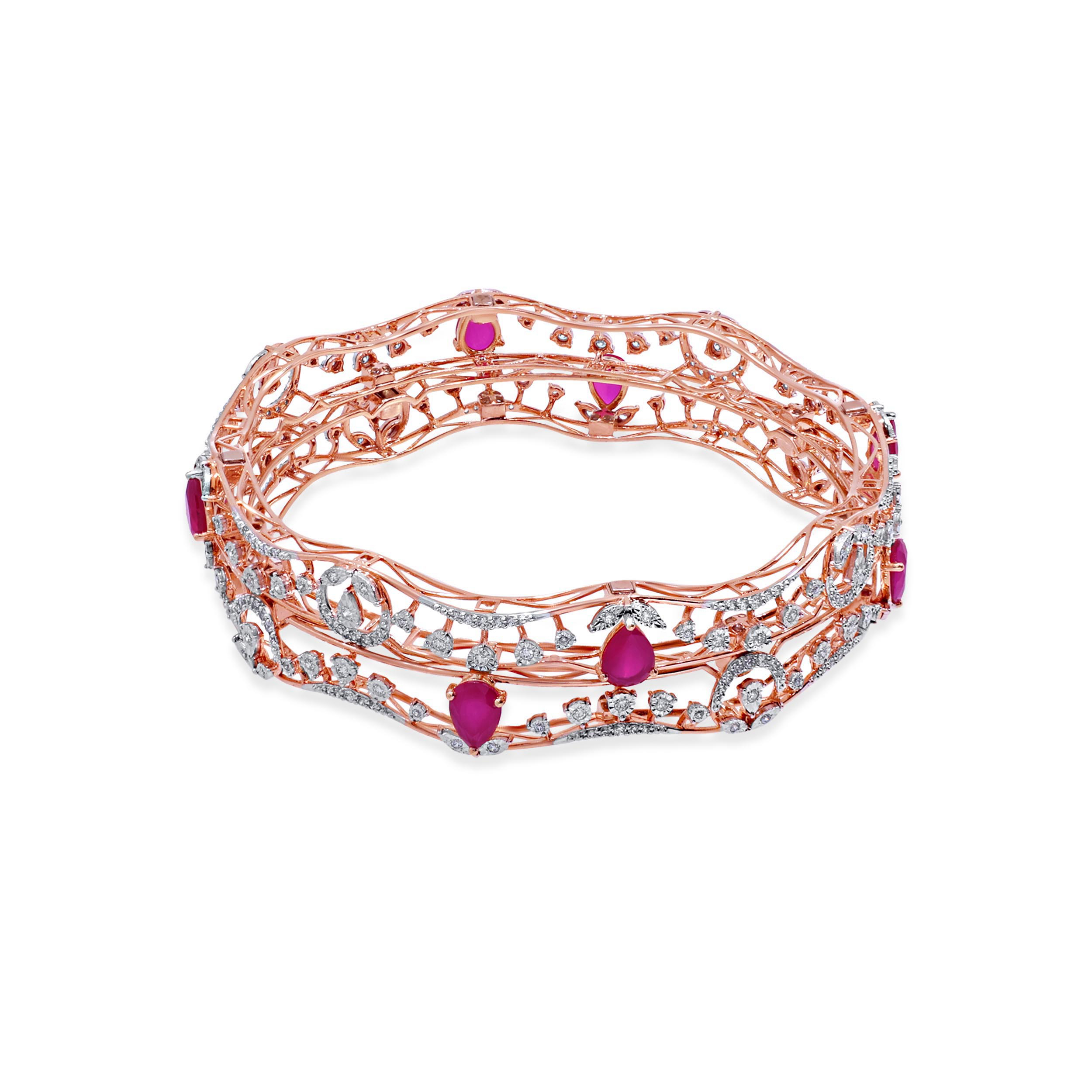 Rosy Tales Magnetic Diamond Bangle - Senco Gold and Diamonds
